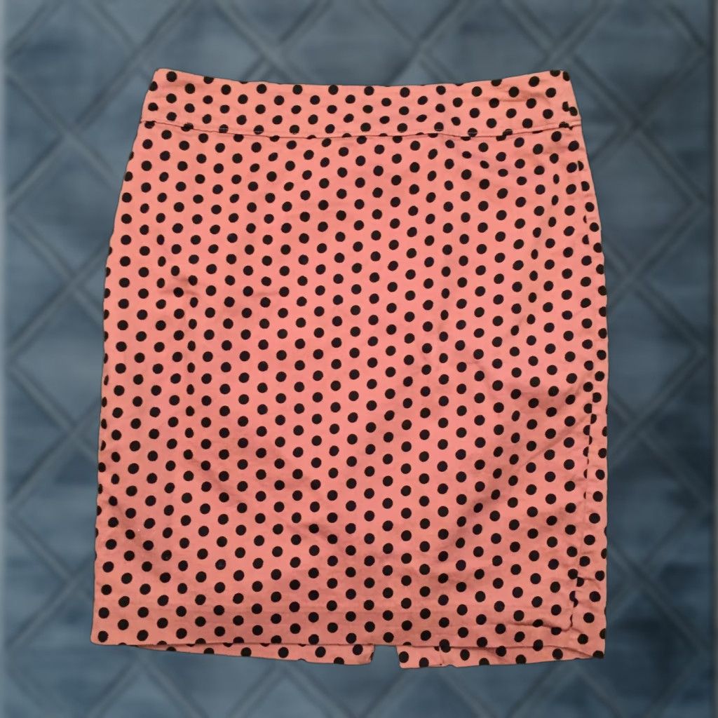 Loft LOFT Skirt Knee Length Pencil Lined Beige Polka Dot Size 6 Women's Regular Cotton Zip Size 28" / US 6 / IT 42 - 1 Thumbnail