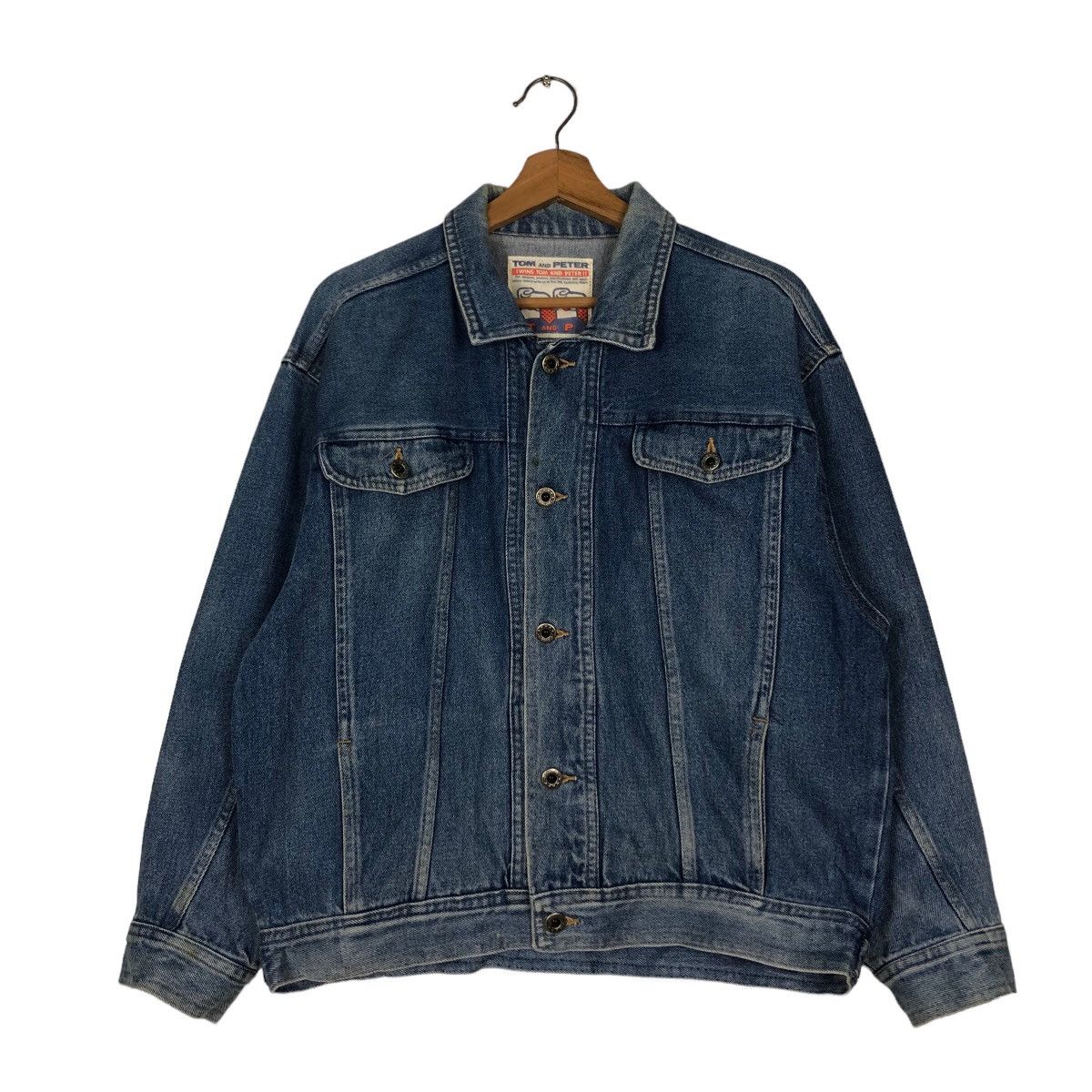 🔥Vintage Trucker Denim Biker Jacket Tom And Peter Japan
