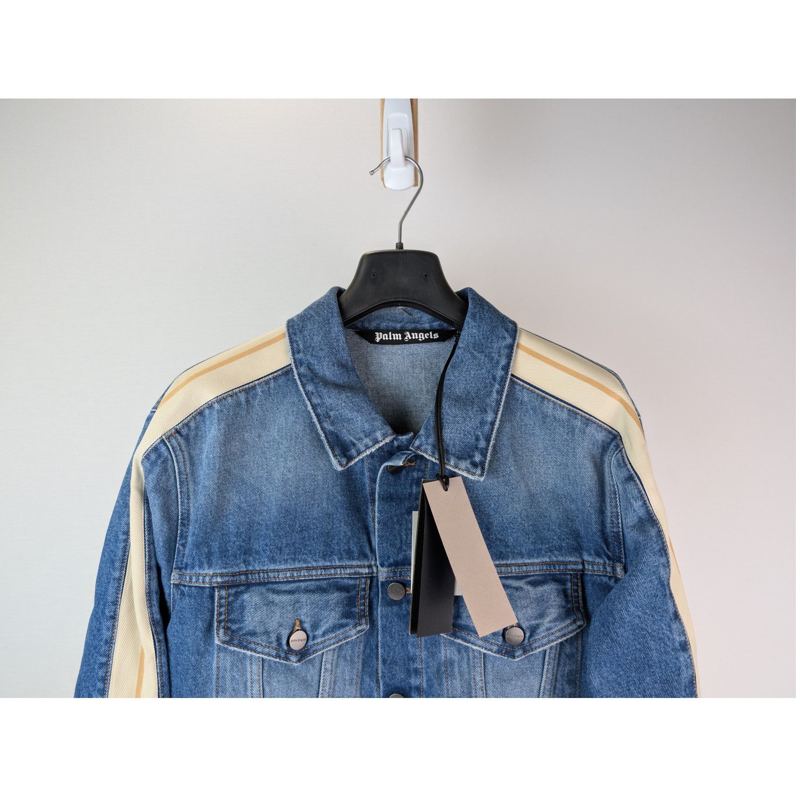 Palm Angels o1rshd1 Indigo Track Denim Jacket in Light Blue / White Size US L / EU 52-54 / 3 - 3 Thumbnail