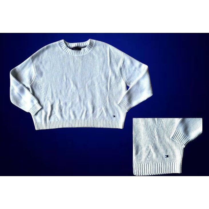 Tommy Hilfiger × Vintage Vintage Tommy Hilfiger Sweater XXL? Cream Pullover Logo Lon Size XXL / US 16-18 / IT 52-54 - 2 Thumbnail