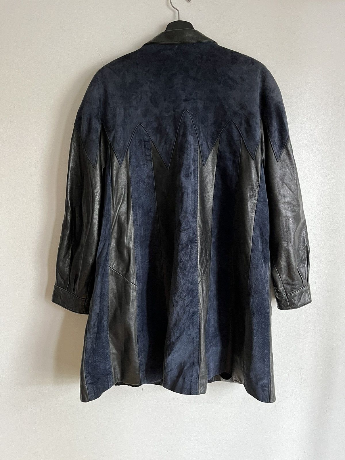 Genuine Leather × Japanese Brand × Vintage LEATHER SUEDE STRIPED TRENCH COAT LONG JACKET WESTERN BIKER Size M / US 6-8 / IT 42-44 - 6 Thumbnail
