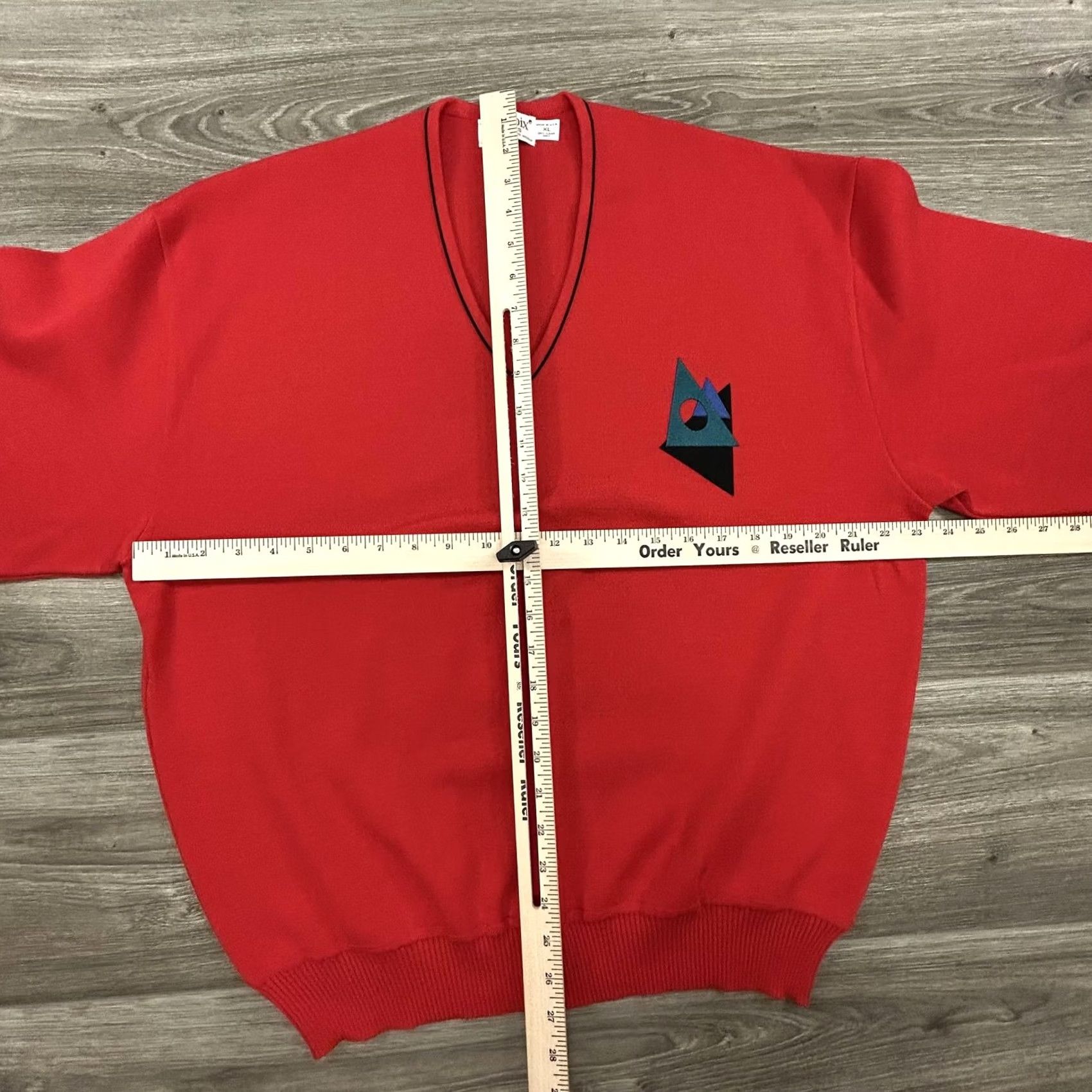 Zephyr VINTAGE St Croix Sweater Mens XL Red V Neck Zephyr Wool Geometric Made USA 80s Size US XL / EU 56 / 4 - 6 Thumbnail