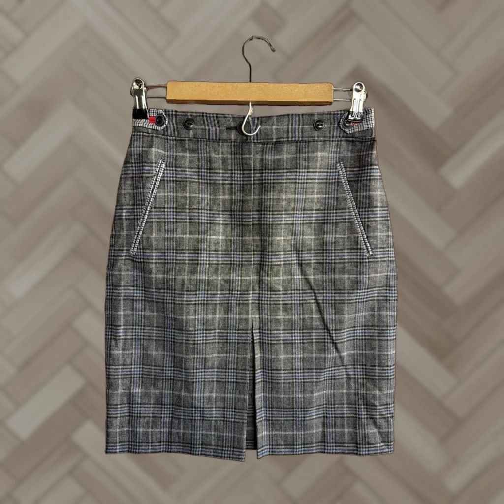 Rag & Bone rag & bone Skirt Women 0 Gray Plaid Wool Blend Elastic Waist Above Knee Straight & Pencil, City Minimalist Dark Academia Goth Grunge Winter Size 25" / US 0 / IT 36 - 1 Thumbnail