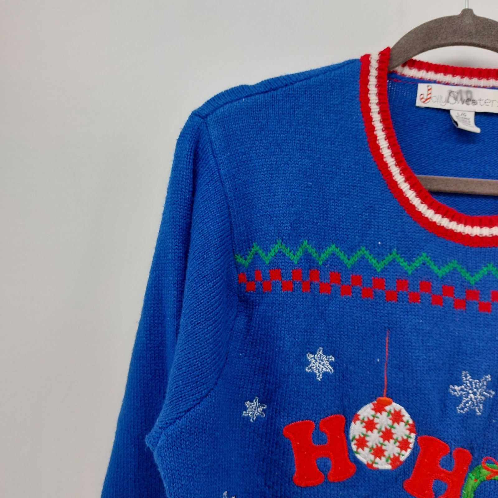 Other Jolly Sweaters Sz L Unisex Blue Knit Reindeer Tree Snowflake Size L / US 10 / IT 46 - 5 Thumbnail
