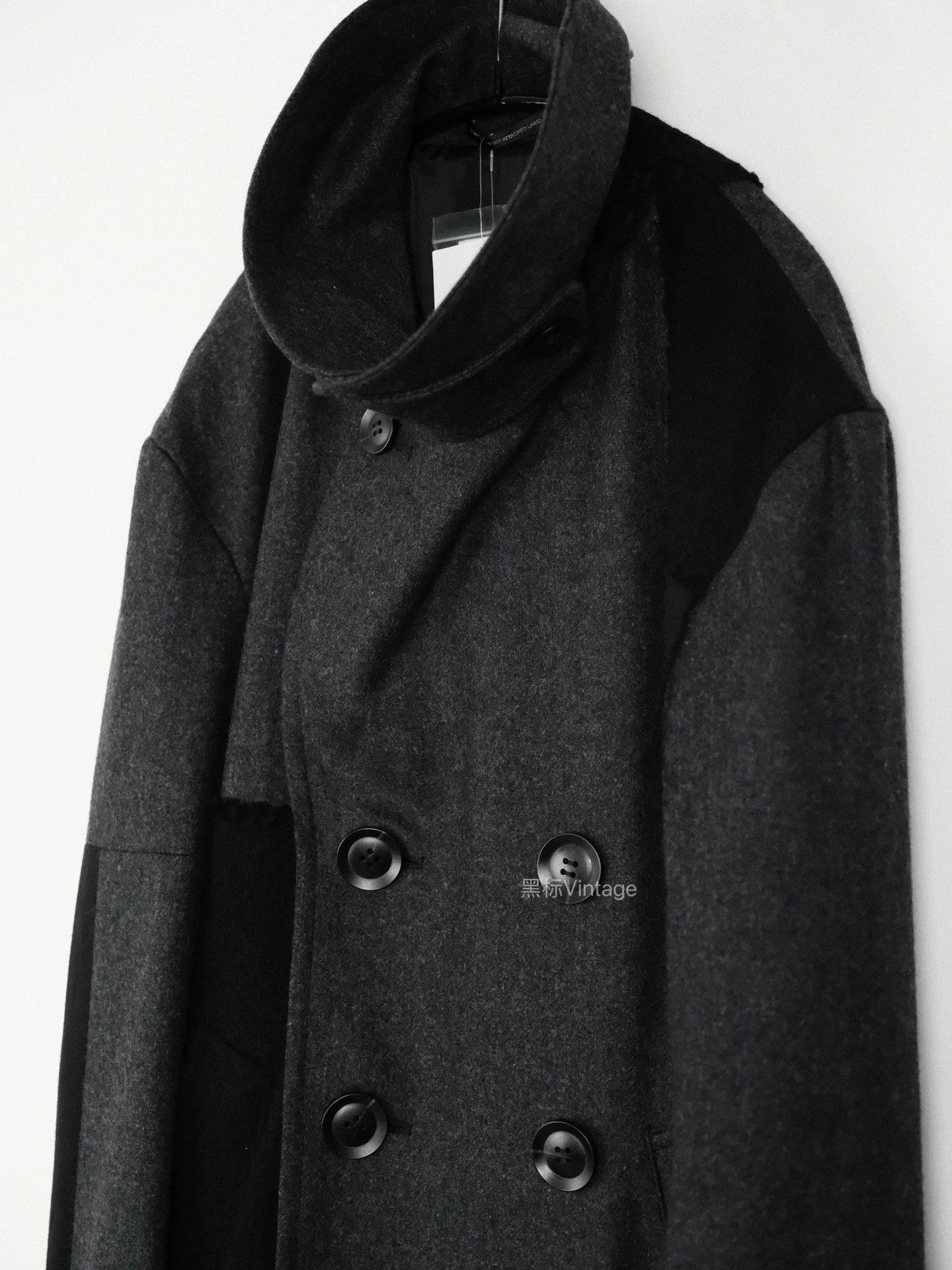 Yohji Yamamoto Yohji Yamamoto 20AW Mixed-Materials Collar Overcoat Size US S / EU 44-46 / 1 - 6 Thumbnail