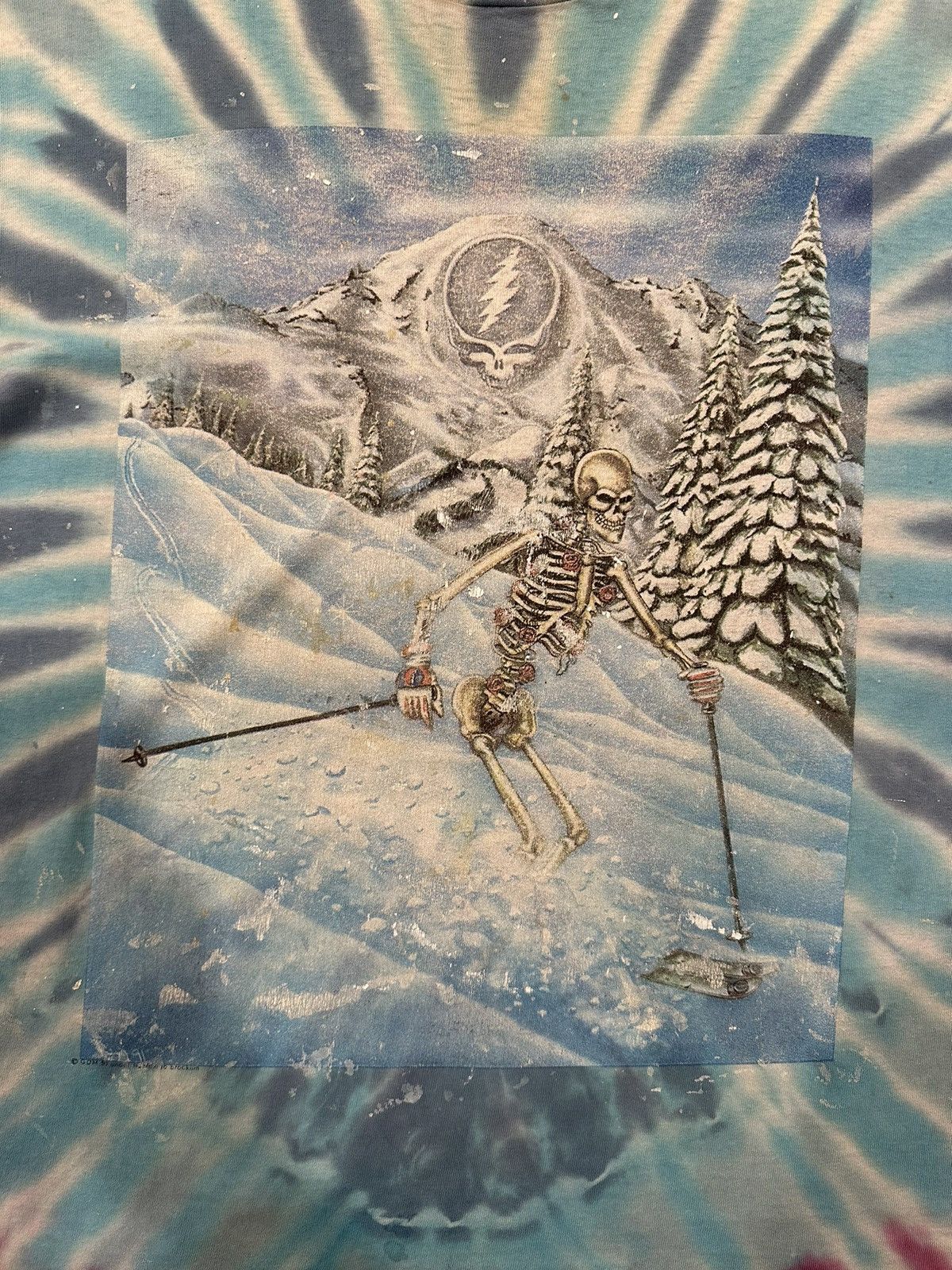 Band Tees Vintage Grateful Dead Ski Skeleton Snow Tie Dye 1990s Tee Size US XXL / EU 58 / 5 - 7 Thumbnail