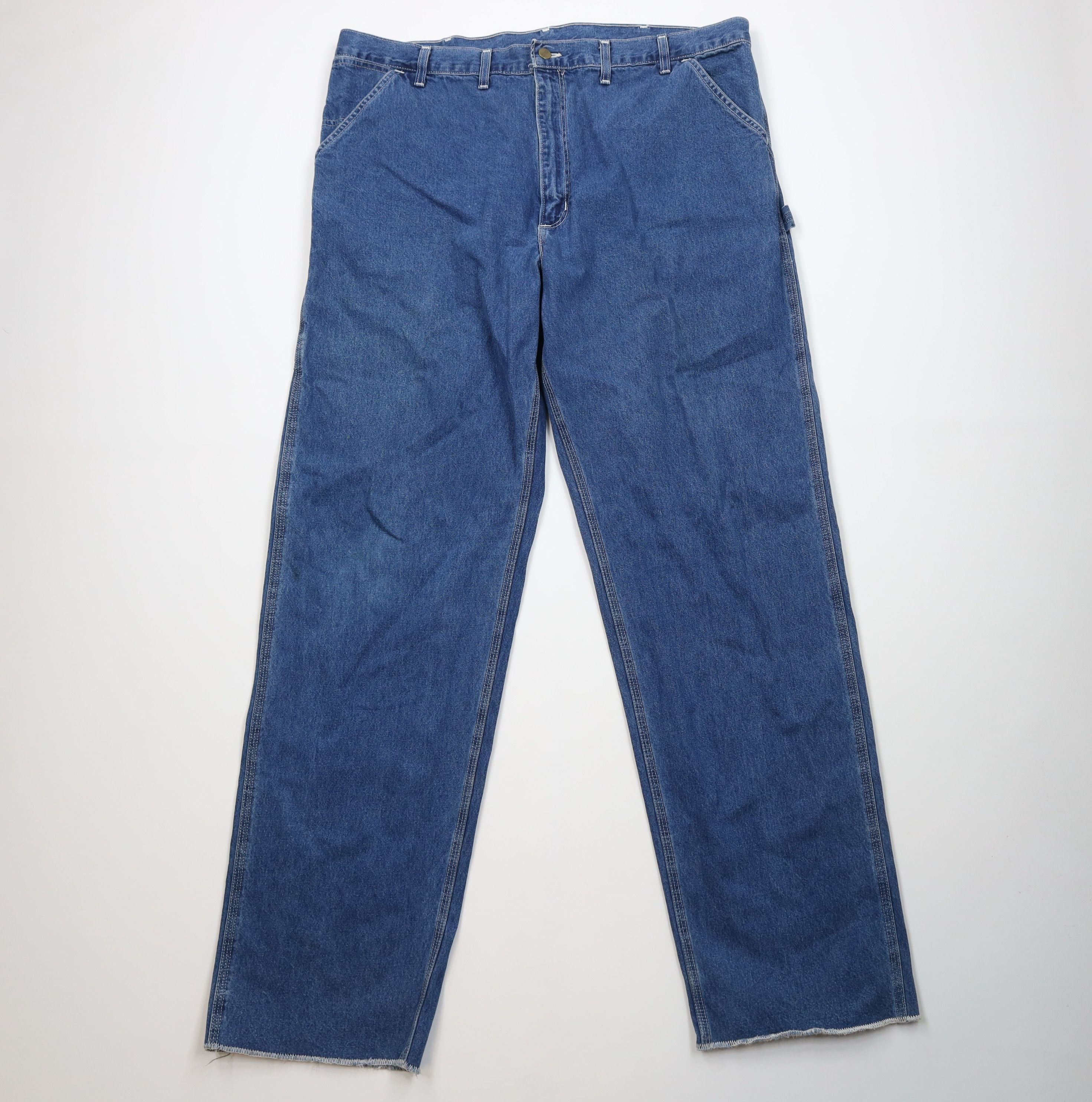 Dickies Vintage 90s Dickies Spell Wide Leg Dungaree Jeans Blue USA Size US 44 / EU 60 - 1 Thumbnail