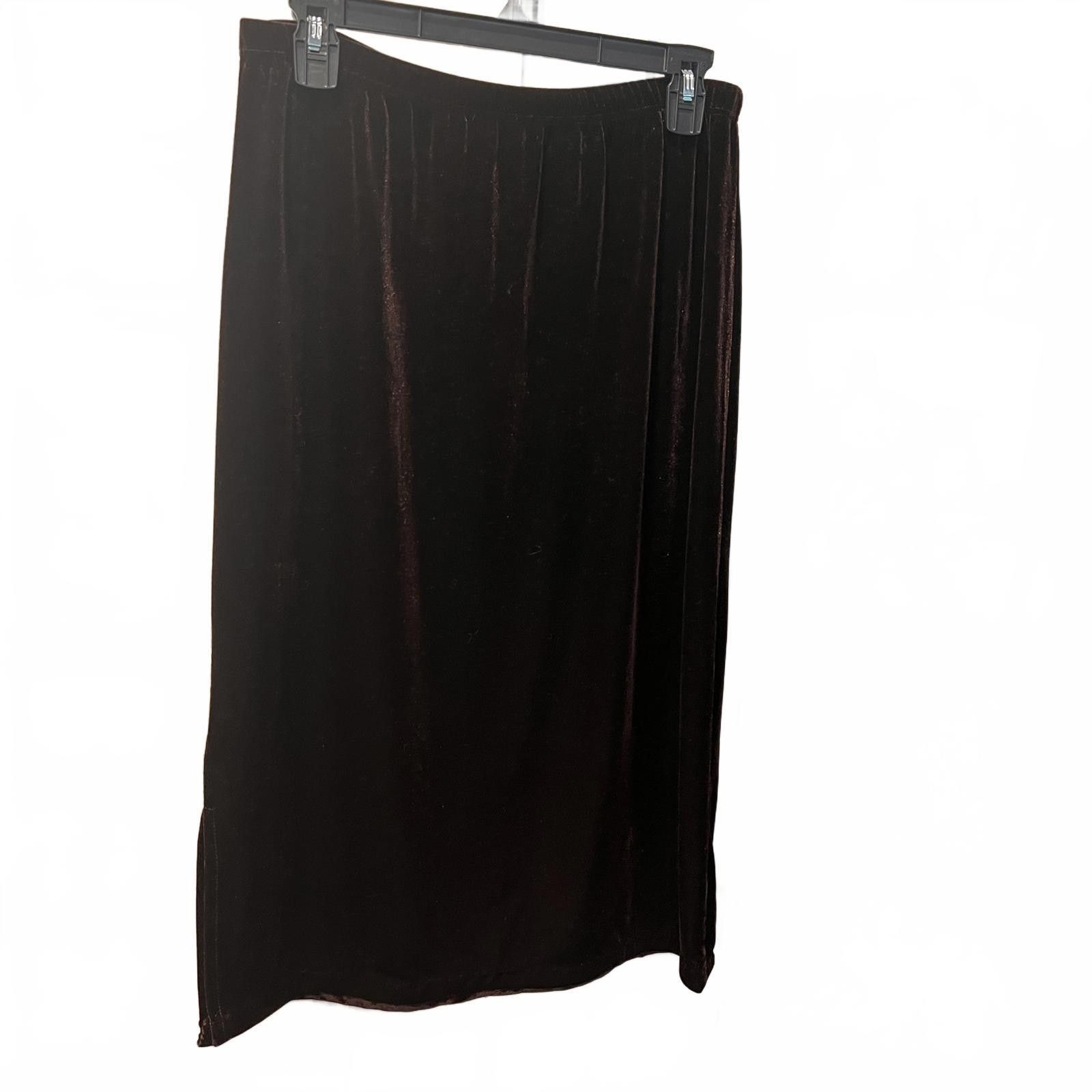 Unknown London Black Velvet Midi Skirt Size 32" / US 10 / IT 46 - 2 Thumbnail
