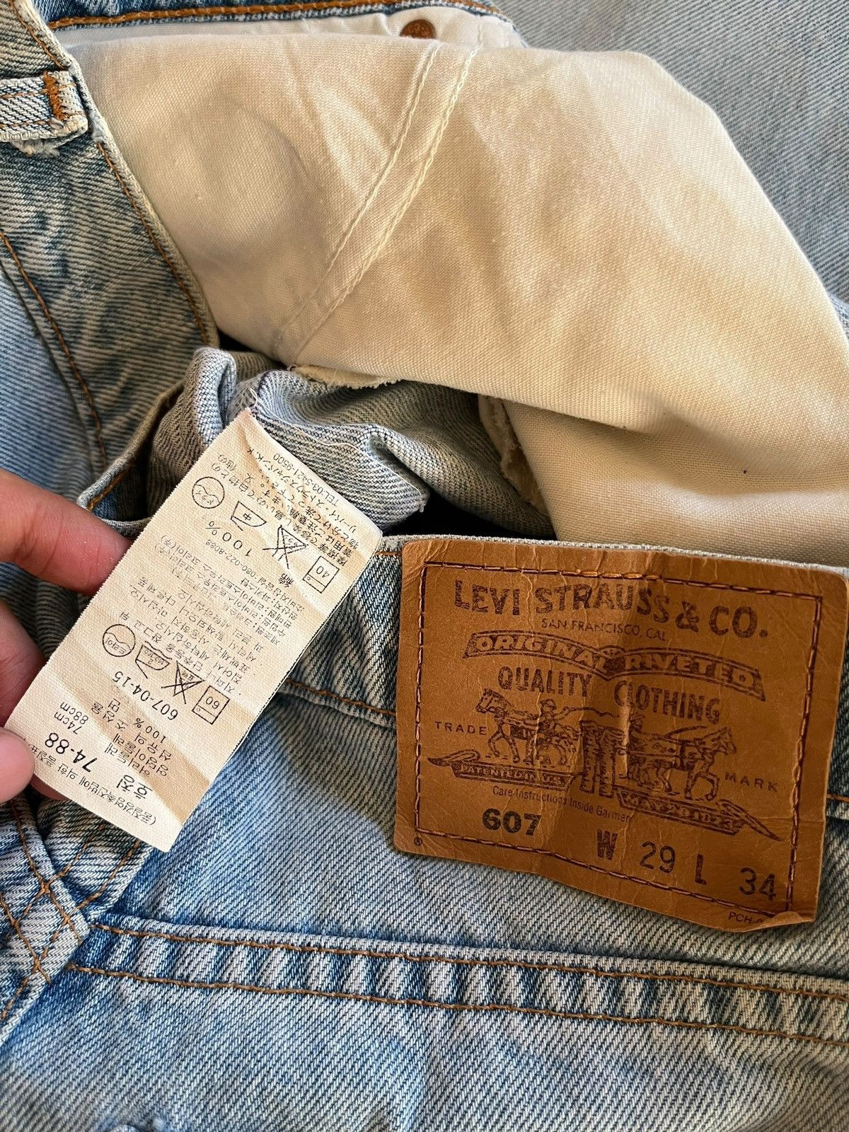 Levi's × Levi's Vintage Clothing Vintage 80s Levis 607 Orange Tab Distressed Loose Jeans Size US 28 / EU 44 - 11 Thumbnail