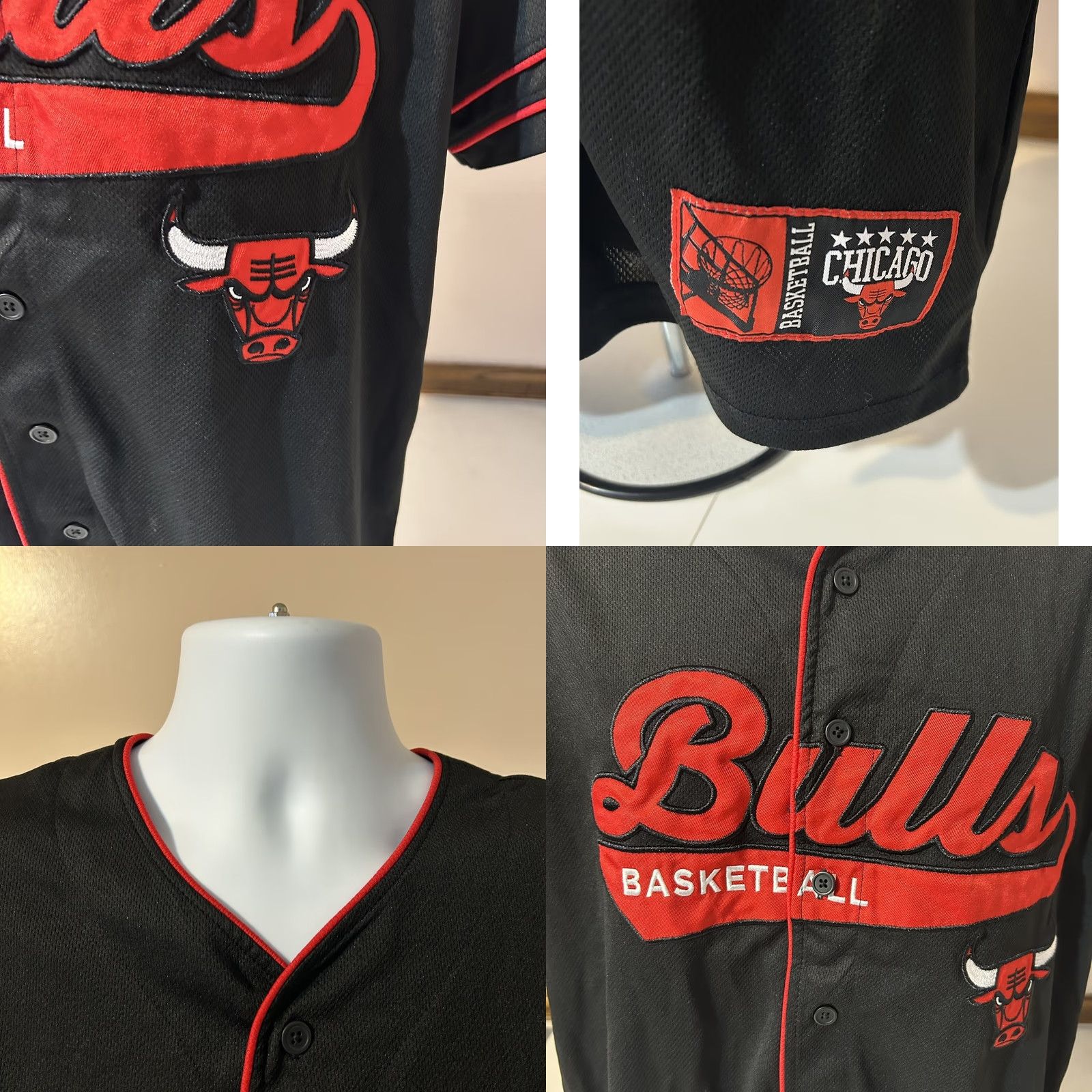 Vintage VINTAGE Chicago Bulls Button Up Jersey Men Medium Baseball Style Jersey Black Red Trim Size US M / EU 48-50 / 2 - 10 Thumbnail