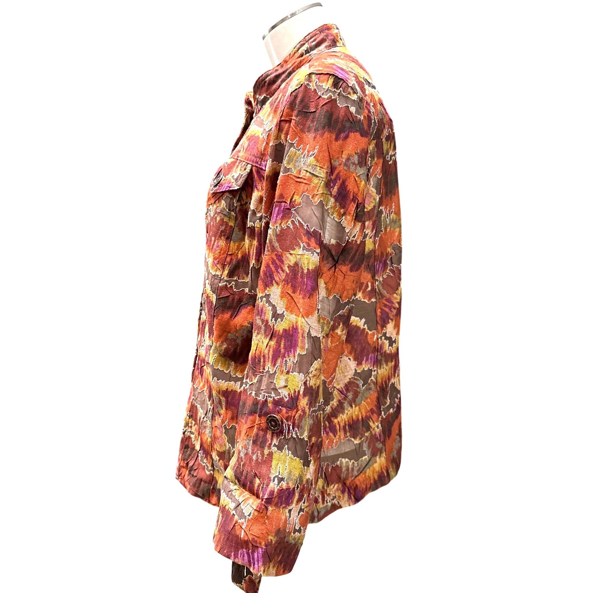 Other Ruby Rd Size 10 Autumn Print Mandarin Collar Button Jacket Size L / US 10 / IT 46 - 3 Thumbnail