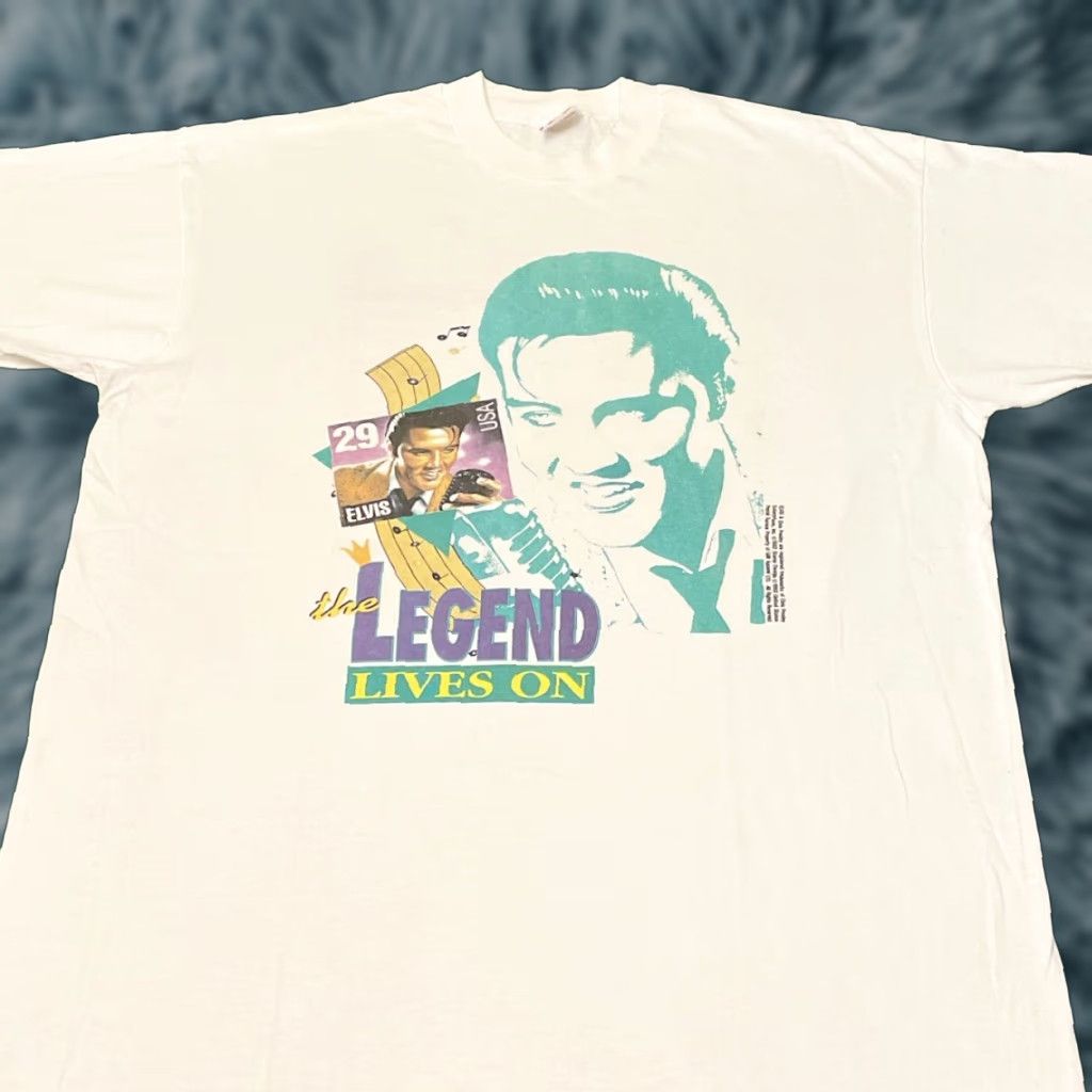 Vintage VINTAGE Elvis Presley The Legend Lives On 90s Shirt Mens XL White 1992 T-Shirt Men Size US XL / EU 56 / 4 - 1 Thumbnail