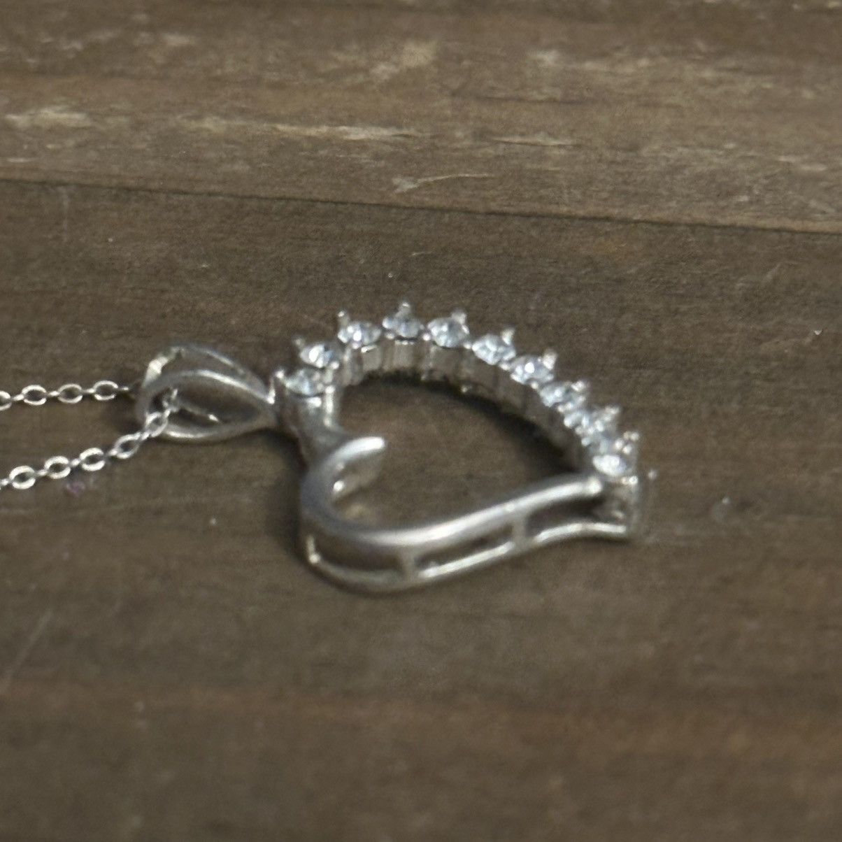 Vintage Vintage 925 silver rhinestone heart pendant necklace Size ONE SIZE - 4 Thumbnail