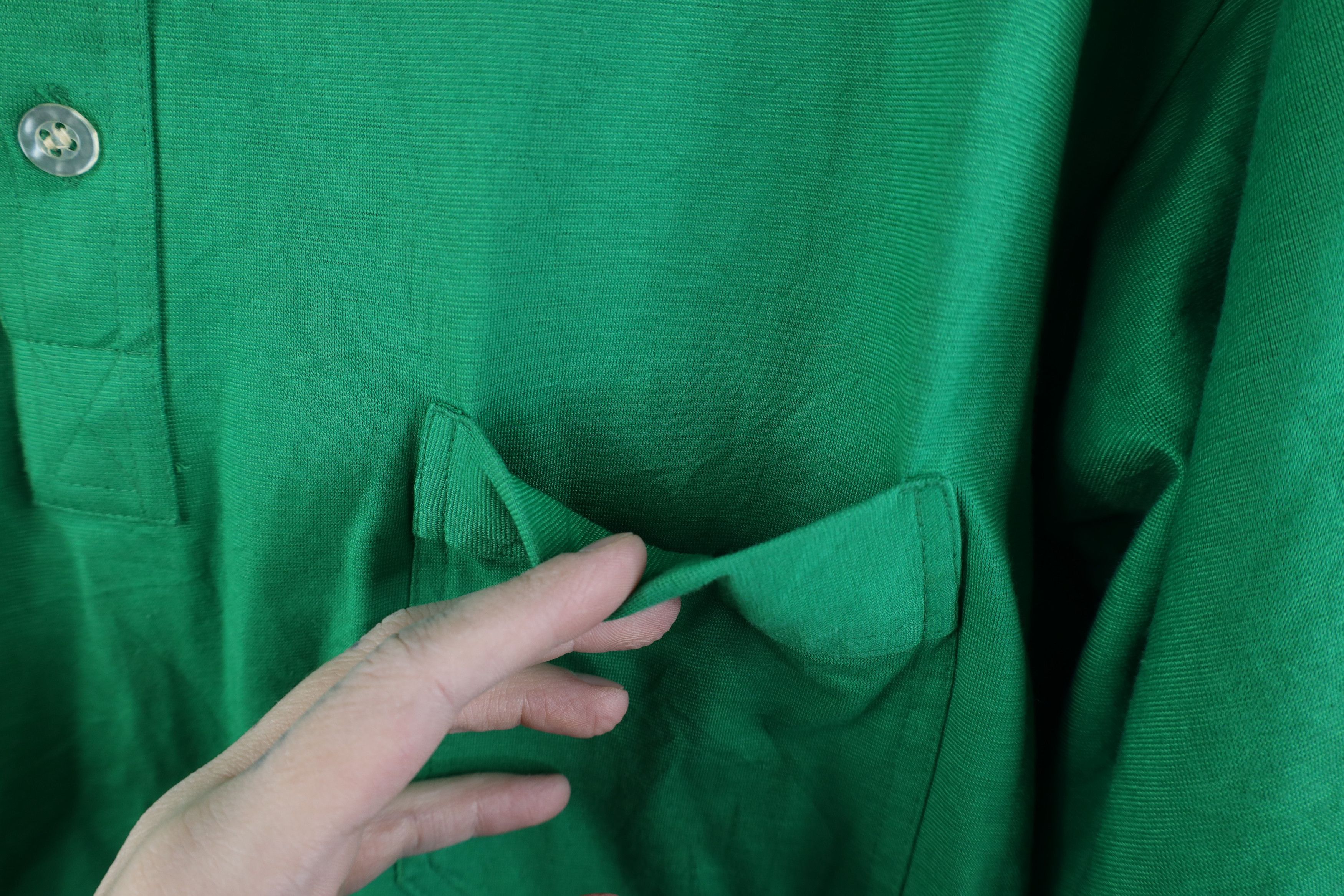 Vintage Vintage 70s Streetwear Knit Collared Golf Polo Shirt Green Size US L / EU 52-54 / 3 - 4 Thumbnail