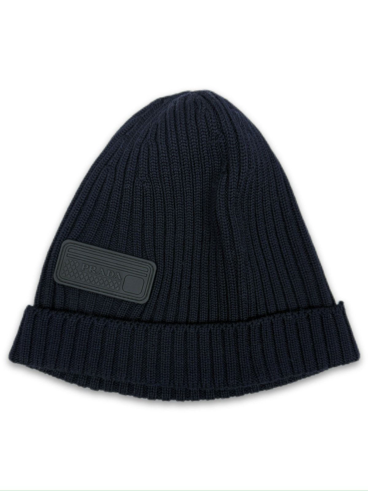 帽子 Prada knit beanie blue with stripes Prada Prada Dark Blue Ribbed Knit Patch Logo Beanie | Grailed
