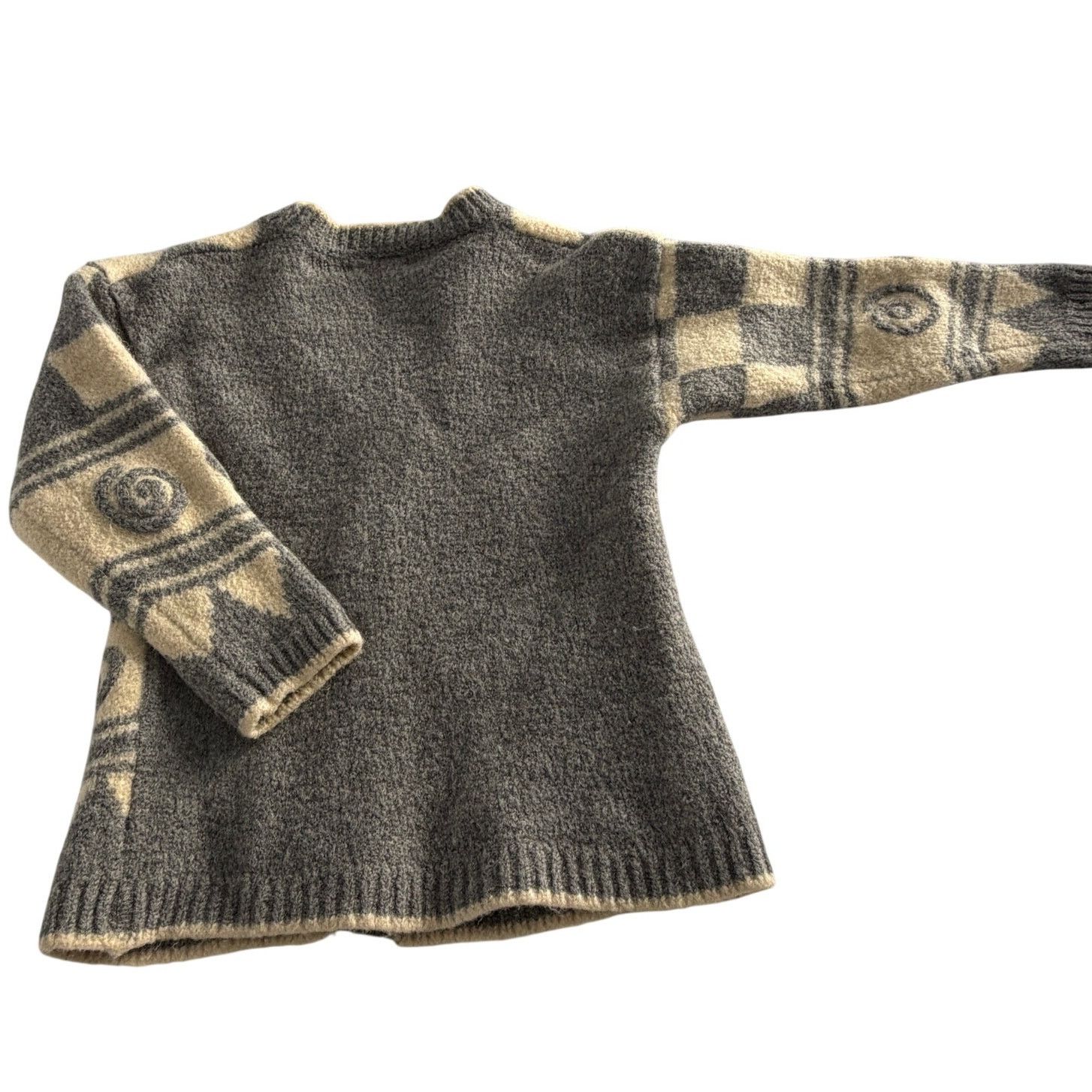 Esprit Vintage Esprit Boiled Merino Wool Geometric Gray Cardigan S Size S / US 4 / IT 40 - 2 Thumbnail