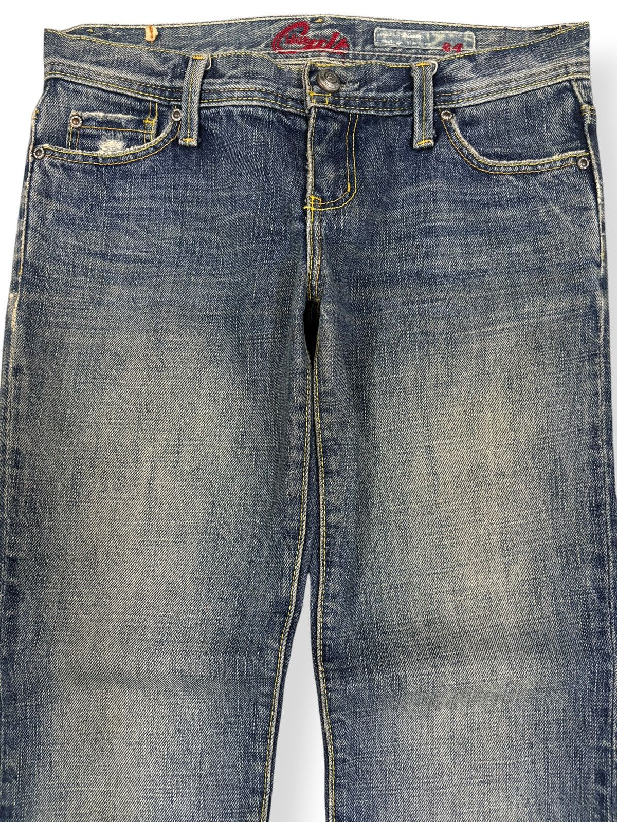 Vintage Vintage Y2K Blue Cult Midrise Flare Leg Mud Wash Jeans Size 28" / US 6 / IT 42 - 3 Thumbnail