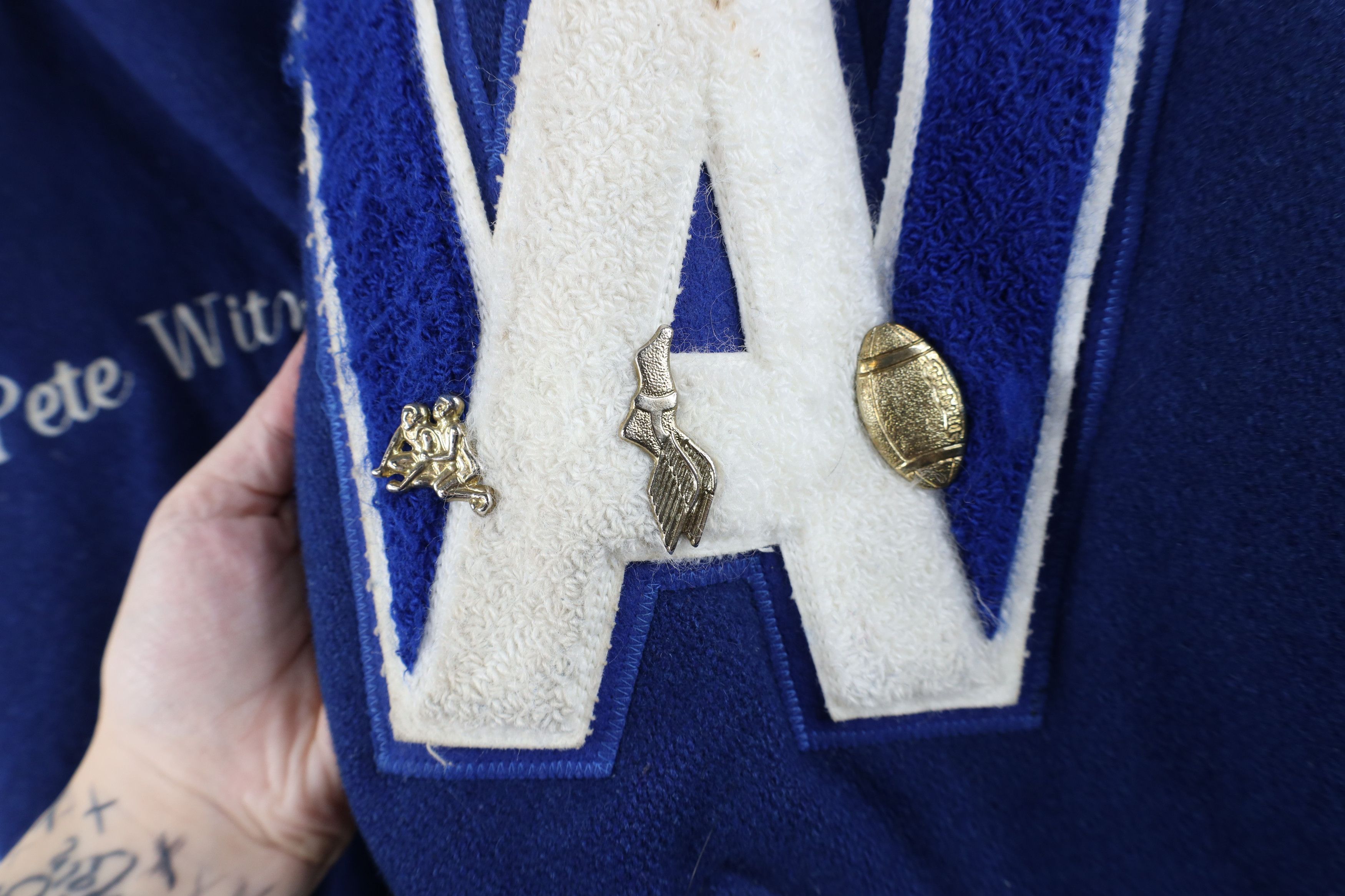 Vintage Vintage 90s Wool Leather Varsity Letterman Jacket Blue USA Size US XL / EU 56 / 4 - 6 Thumbnail