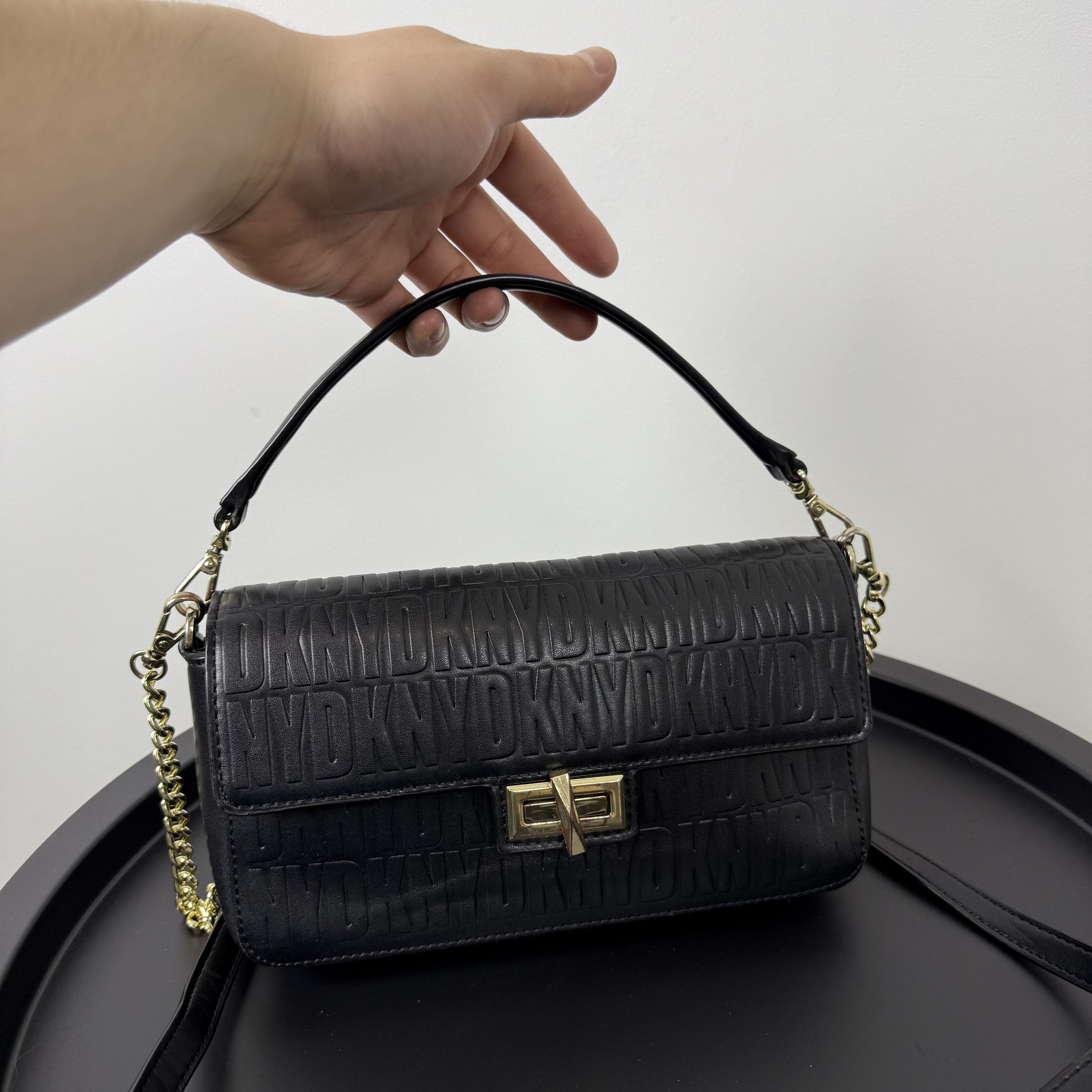 DKNY DKNY Donna Karan Black Monogram Crossbody Handle Bag Size ONE SIZE - 4 Thumbnail