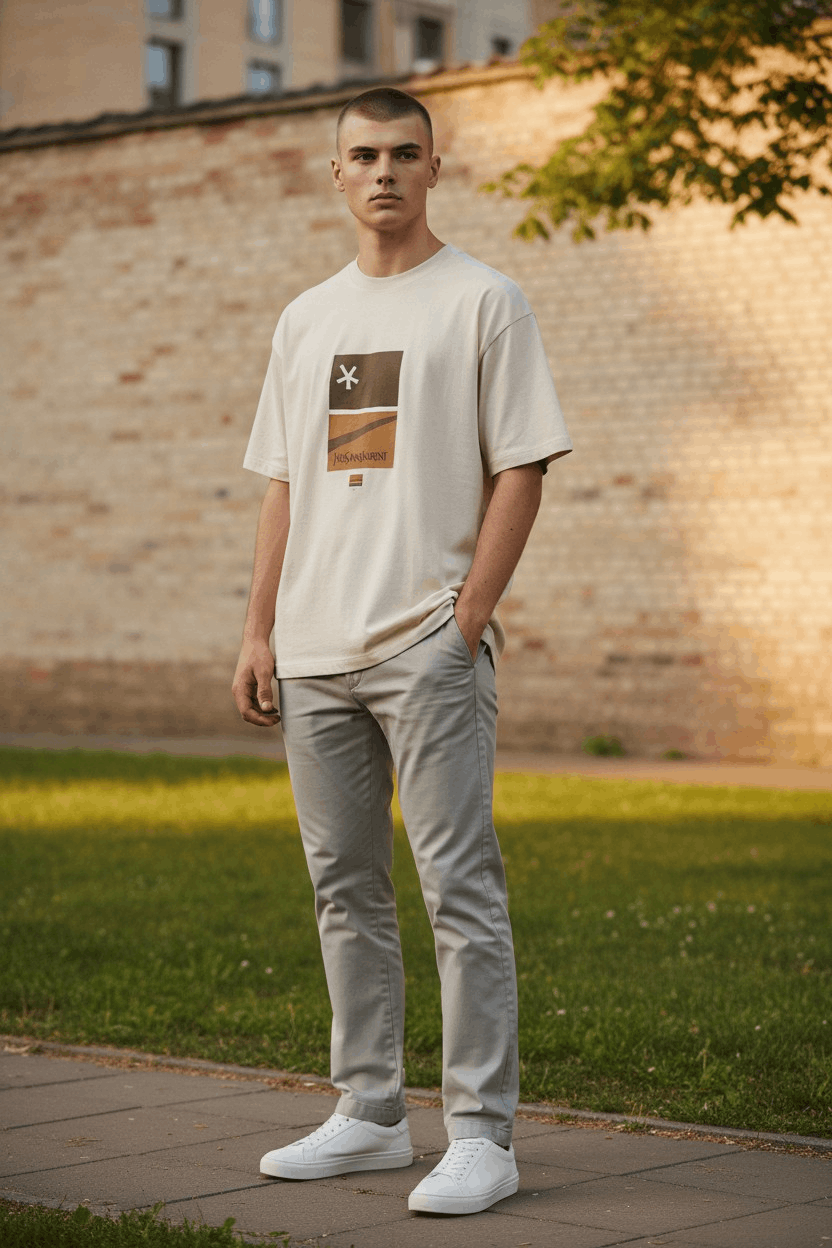 Yves Saint Laurent VINTAGE Yves Saint Laurent Big Logo T-Shirt Cream Archive Size US M / EU 48-50 / 2 - 1 Thumbnail