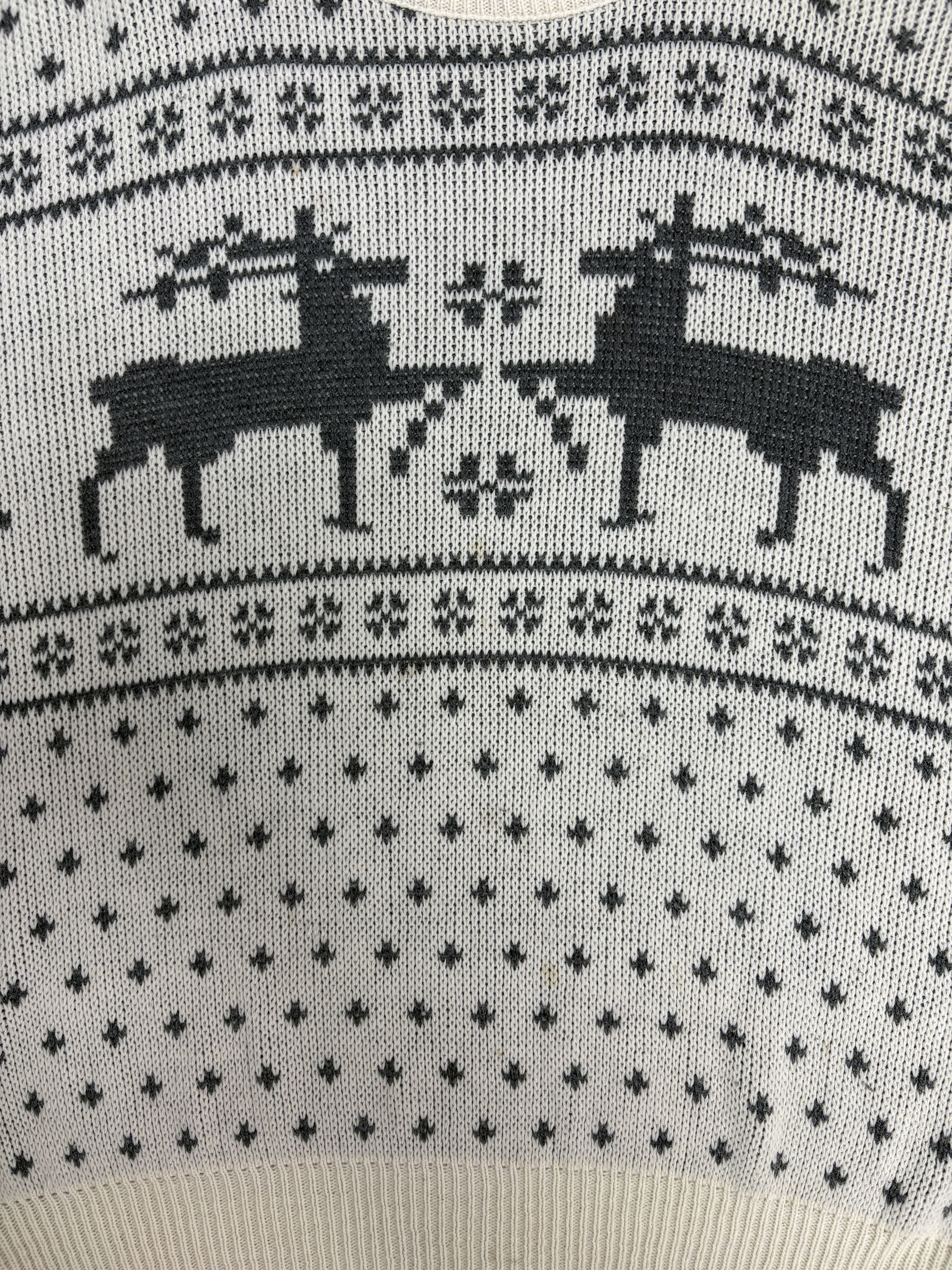Sears × Vintage Sears Deer Knit Vintage White Sweater Crewneck Size US XL / EU 56 / 4 - 2 Thumbnail