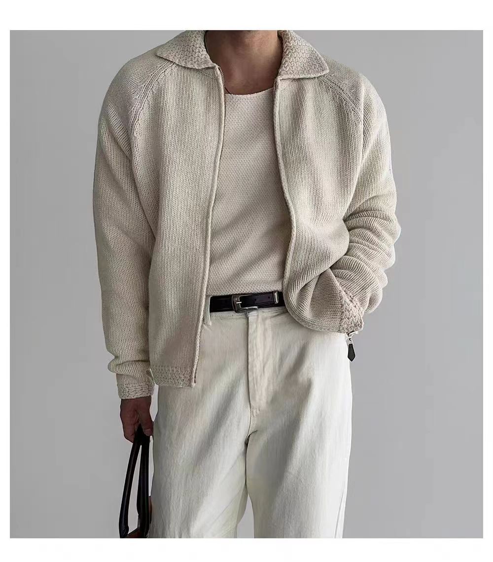 Japanese Brand Vintage Beige Casual Knit Sweater Lapel Jacket Coat Size US M / EU 48-50 / 2 - 5 Thumbnail