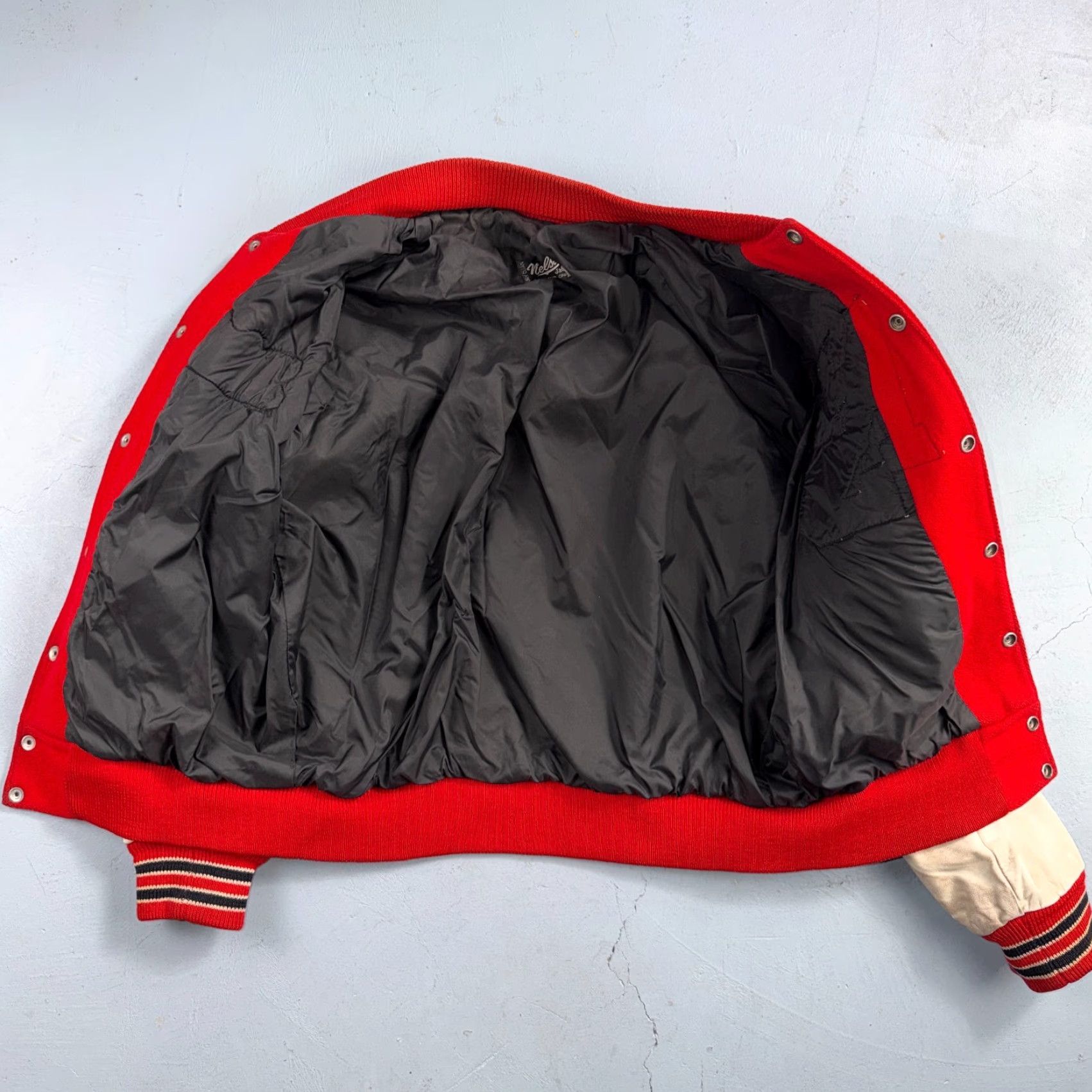 Vintage VTG Vintage Brand Nelson 70s Varsity Jacket Letterman USA Made Leather Collegiate 44 Red Phil Size US S / EU 44-46 / 1 - 3 Thumbnail