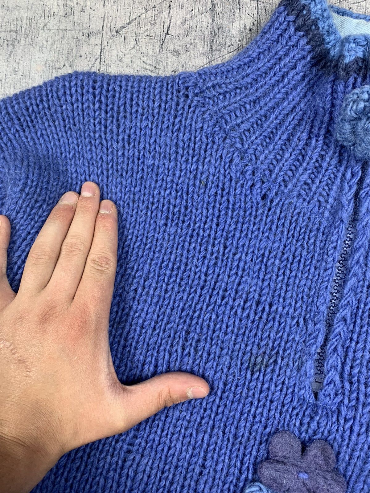 Handmade × Vintage Vintage Pachamama Handmade Hand-Knitted Daisy Sweater Size US L / EU 52-54 / 3 - 11 Thumbnail
