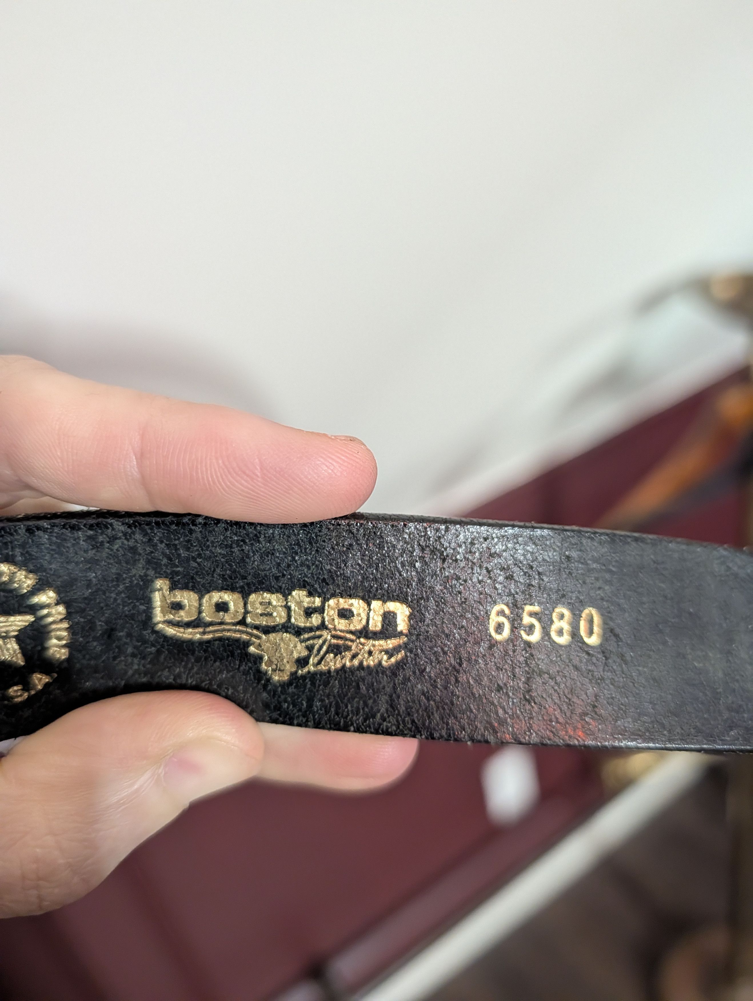 Boston Traders BOSTON LEATHER Black leather made in USA gold belt Size 40 - 6 Thumbnail