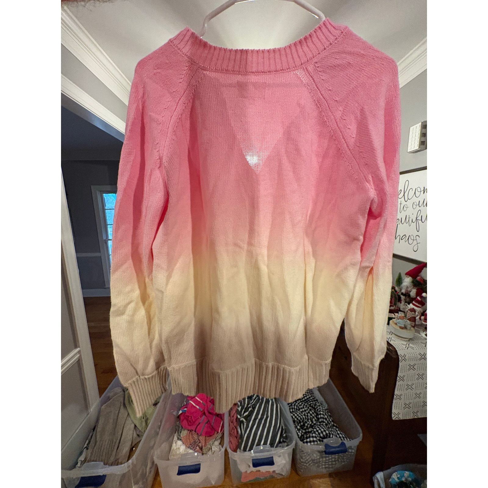 Lou & Grey Lou & Grey Women’s Small Pink Ombre Sweater V Neck Size S / US 4 / IT 40 - 3 Thumbnail