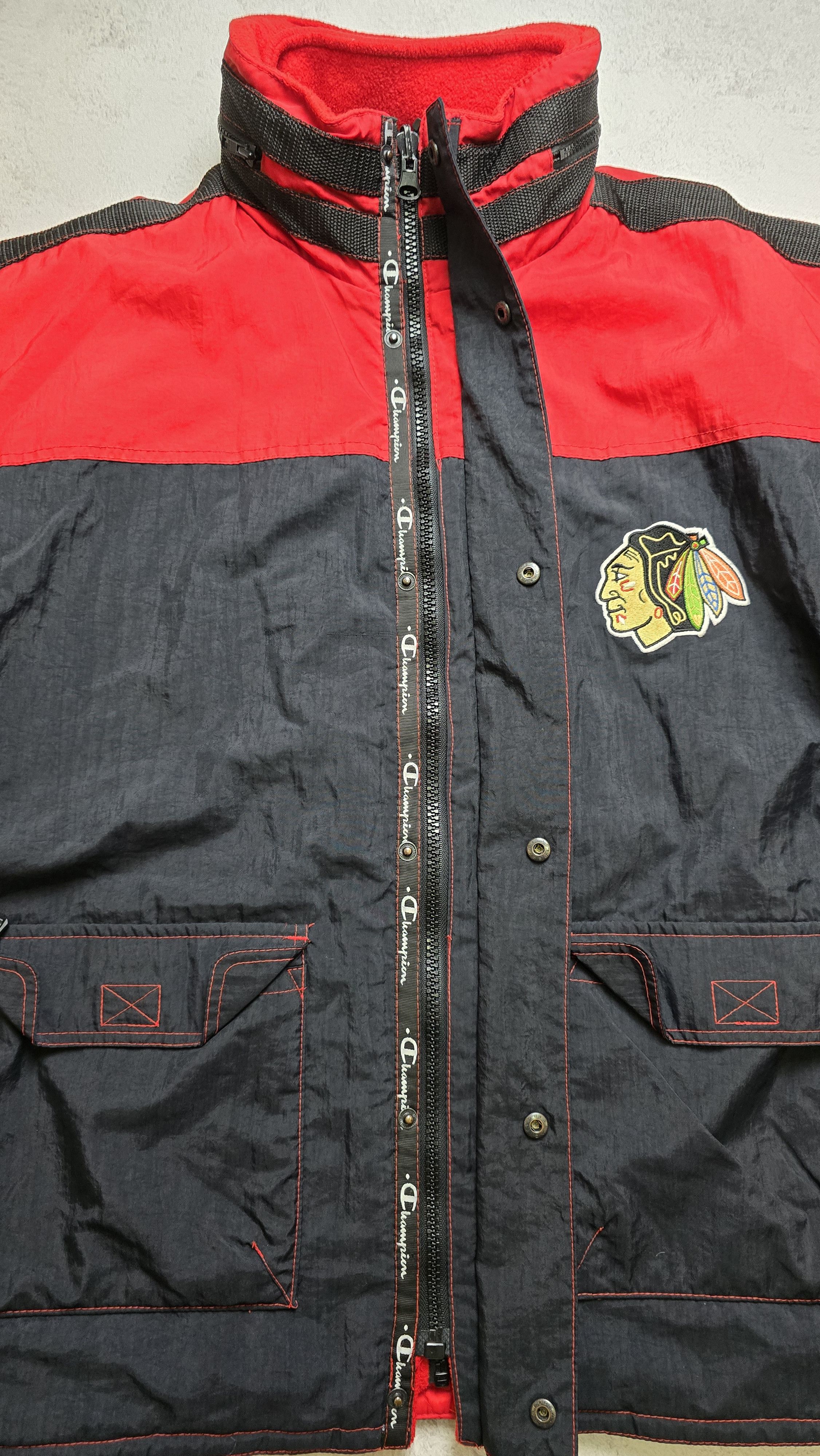 Champion VTG 90's Chicago Blackhawks Embroidered Zip Up Jacket Size US XL / EU 56 / 4 - 15 Thumbnail