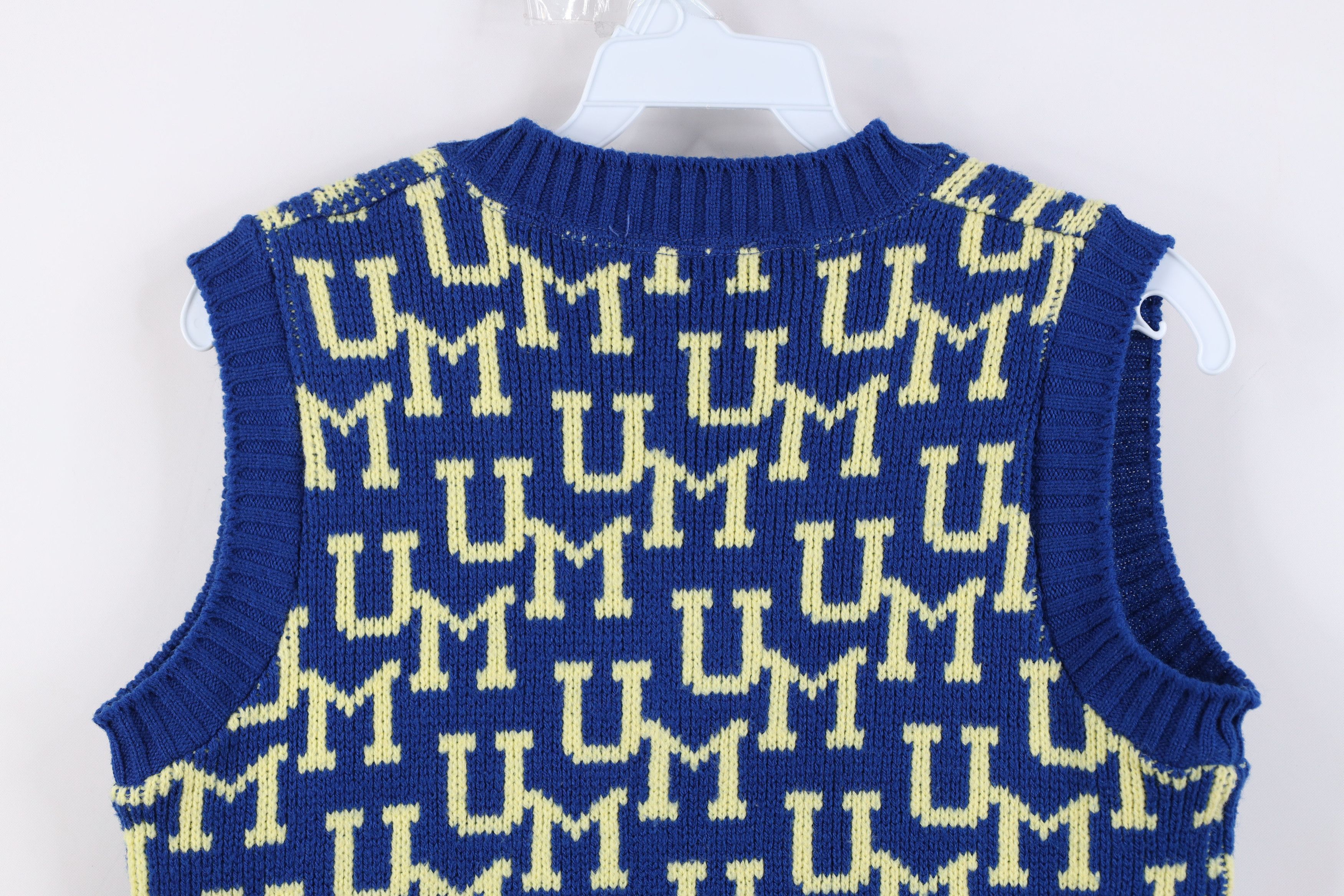 Vintage 70s University of Michigan All Over Sweater Vest