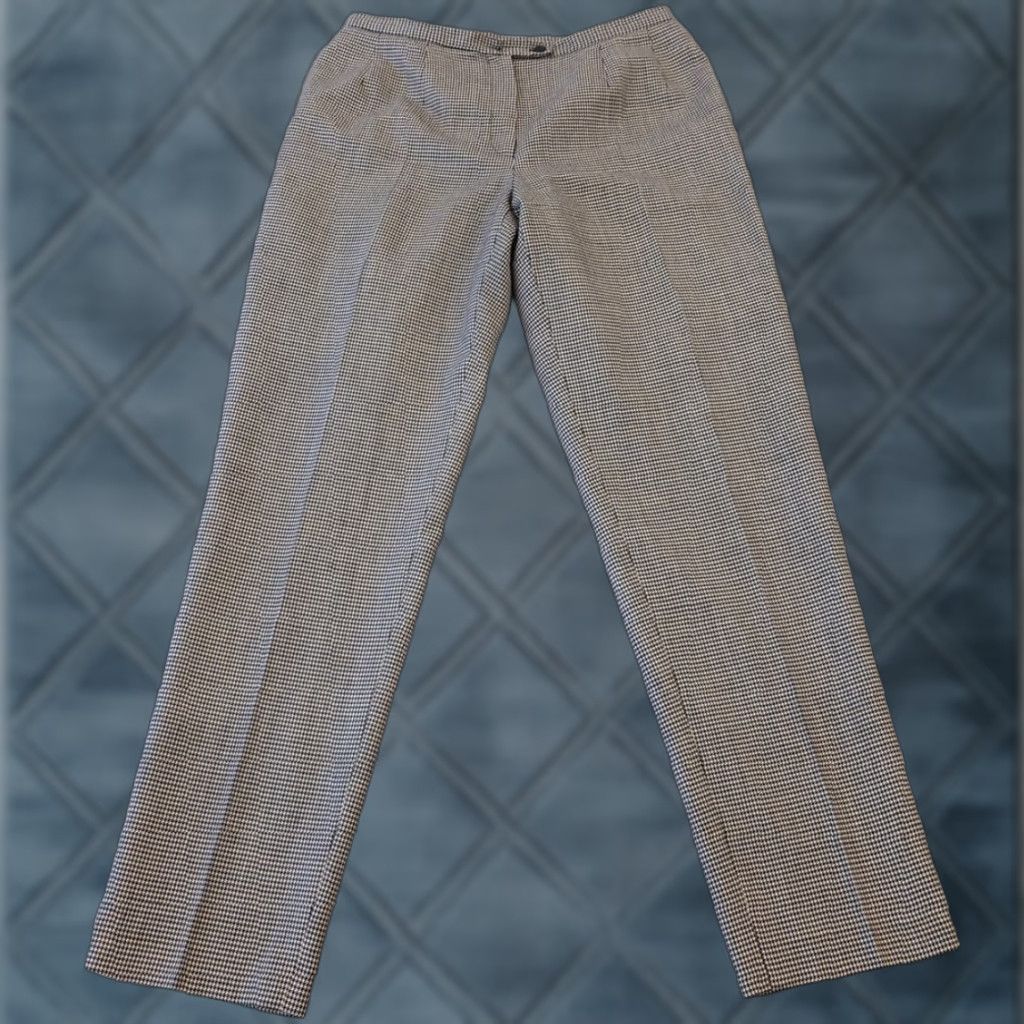 Vintage Harve Benard Dress Pants Womens Size 10 Black Houndstooth Wool Pleated Lined Size 32" / US 10 / IT 46 - 1 Thumbnail