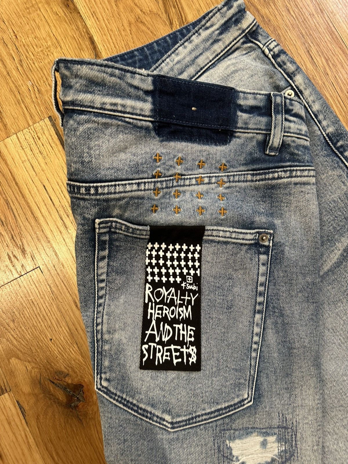 Ksubi Distressed Blue Denim Jeans Size 40
