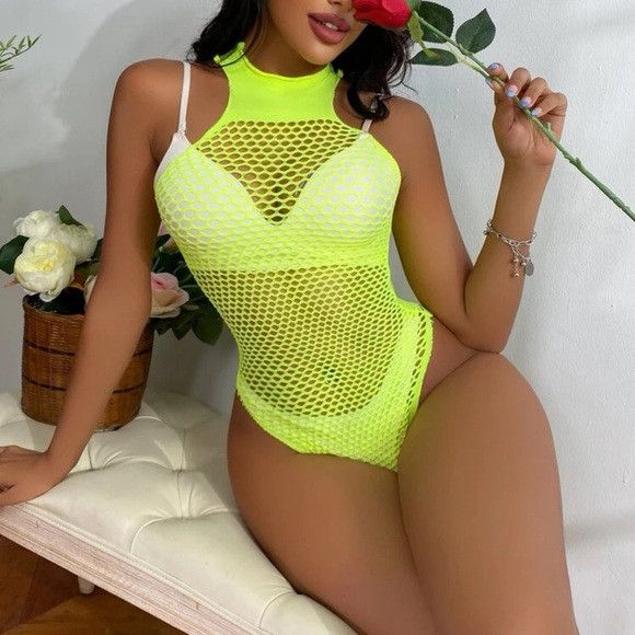 Other Classic Sexy Fishnet Mesh Cut Out Bodysuit Without Liner Size ONE SIZE - 2 Thumbnail
