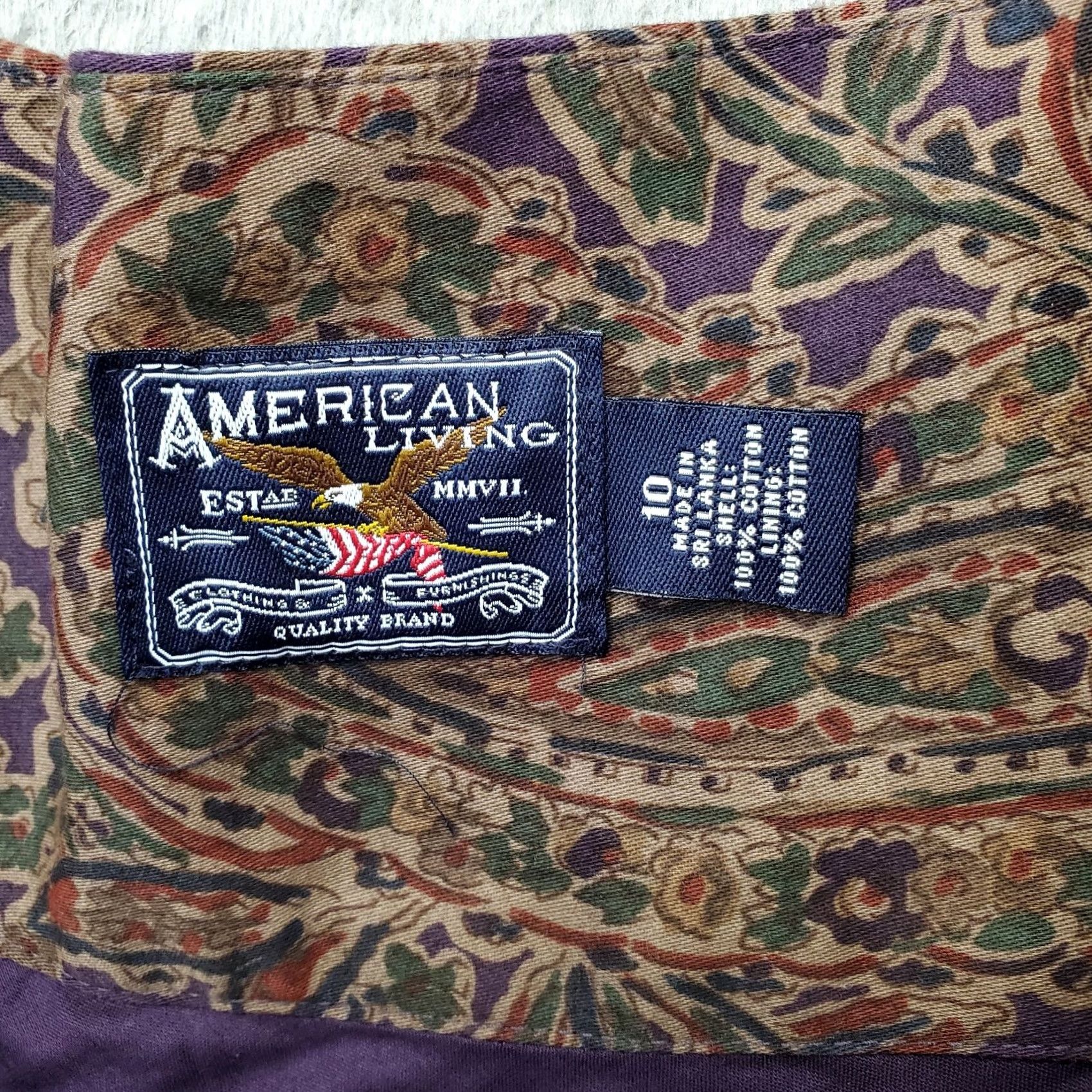 Vintage American Living Skirt Womens 10 A-Line Paisley Multi Cotton Lined Side Zipper 27" Length XS? Size 32" / US 10 / IT 46 - 5 Thumbnail