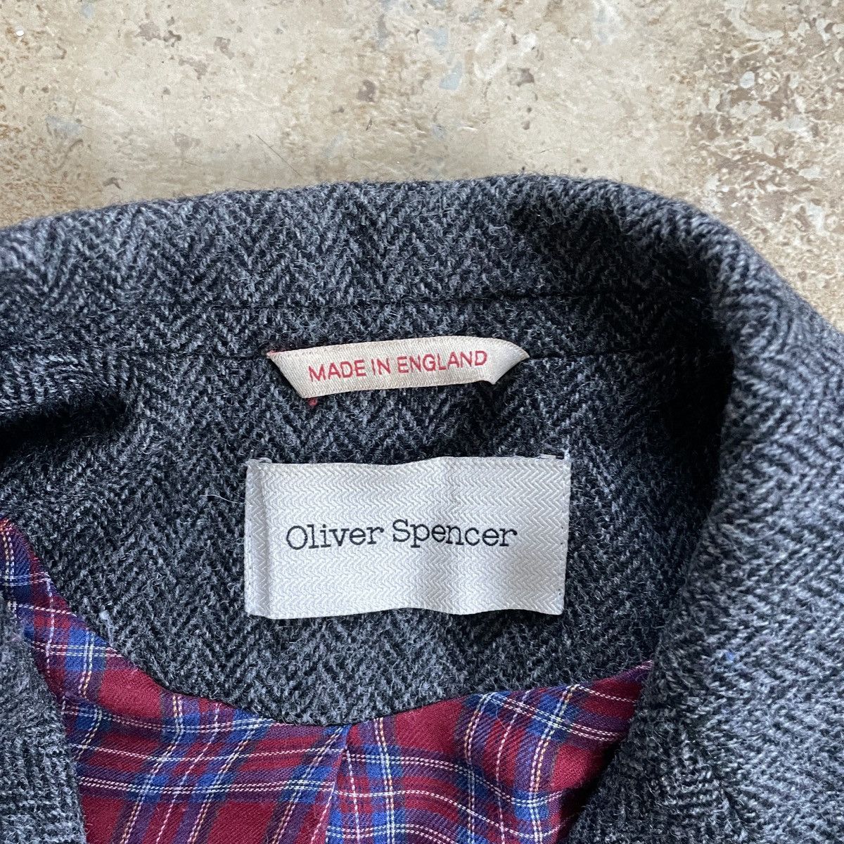 Oliver Spencer Oliver Spencer tweed wool sport coat with red plaid lining Size 38R - 2 Thumbnail