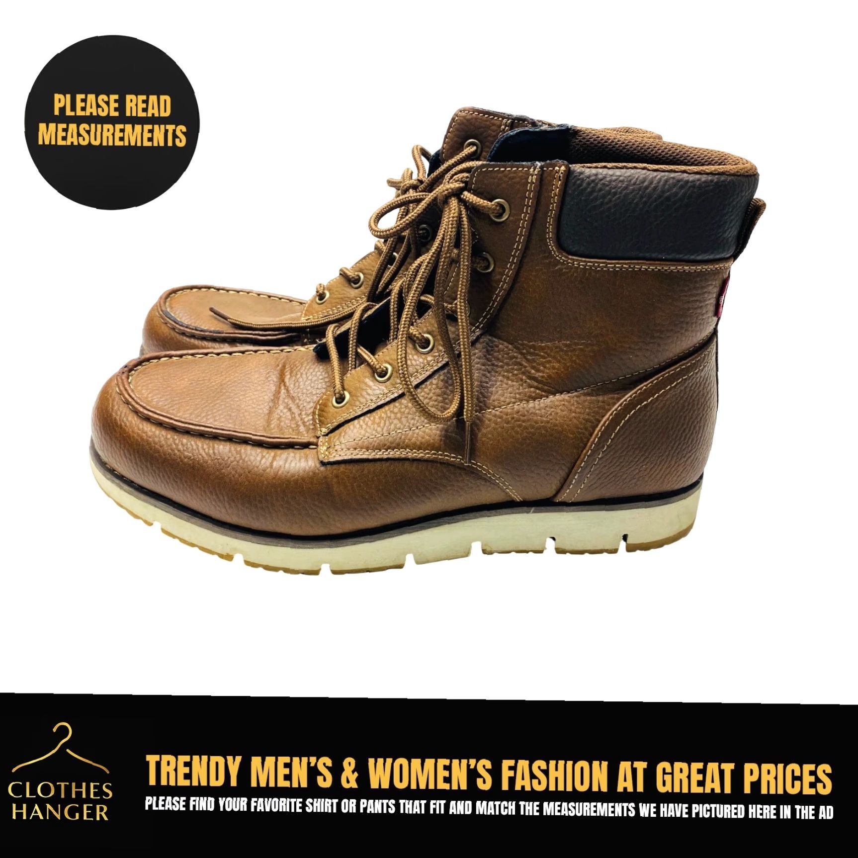Levi's LEVI'S Wedge Chukka Boots Mens 13 Brown Pull Tab Removable Insole Round Toe 1262 Size US 13 / EU 46 - 2 Thumbnail