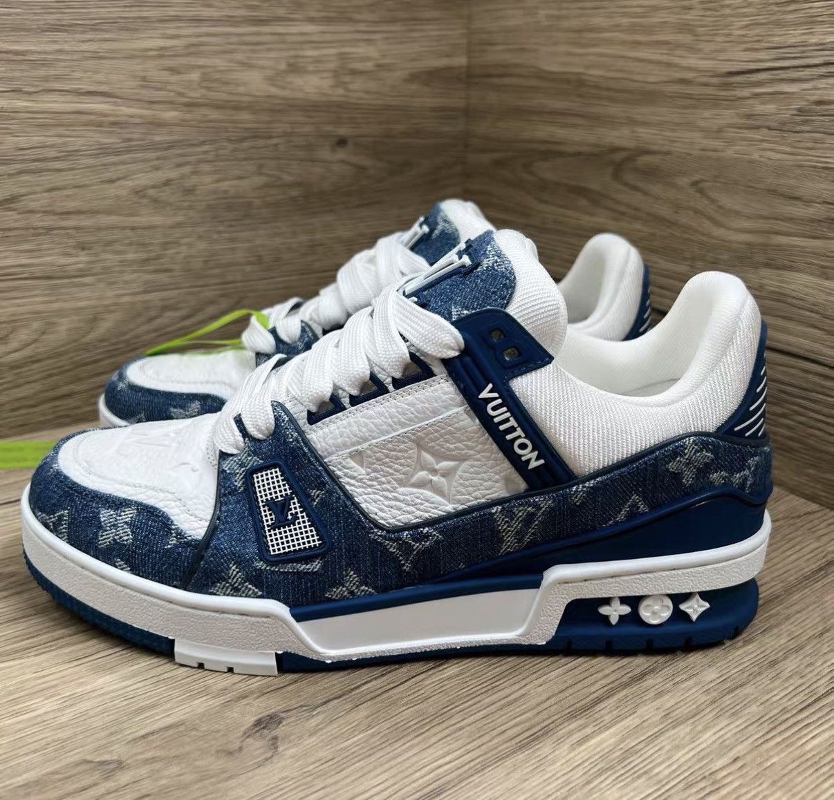 Louis Vuitton Louis Vuitton Trainer White & Blue Denim Sneakers J41 Size US 7 / IT 37 - 1 Thumbnail
