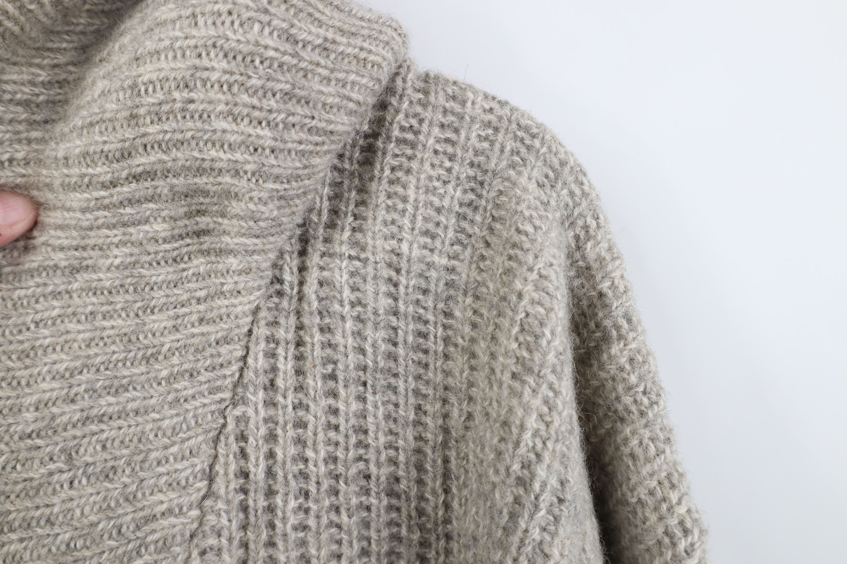 Eddie Bauer Vintage 90s Eddie Bauer Ribbed Knit Shawl Sweater Beige Size US L / EU 52-54 / 3 - 7 Thumbnail