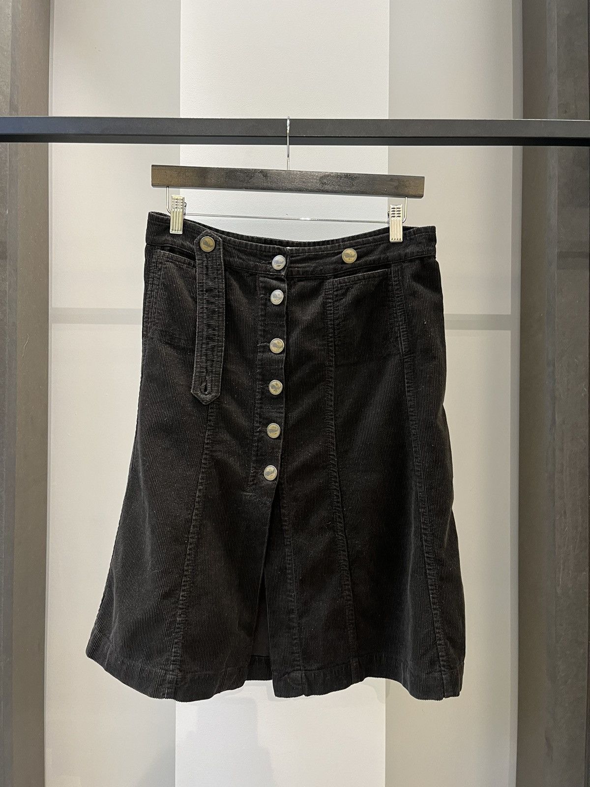 image of Chloe x Phoebe Philo 1999 Corduroy Skirt in Black, Women's (Size 26)