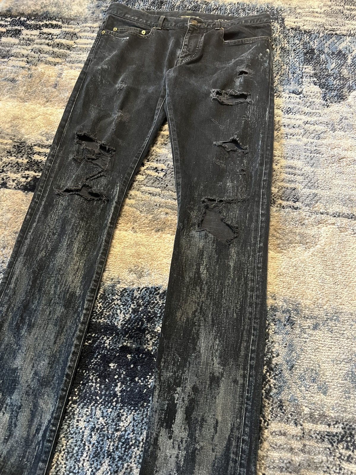 Saint Laurent Paris Hedi Saint Laurent Paris Oil Spill Crash Denim Size US 32 / EU 48 - 2 Thumbnail