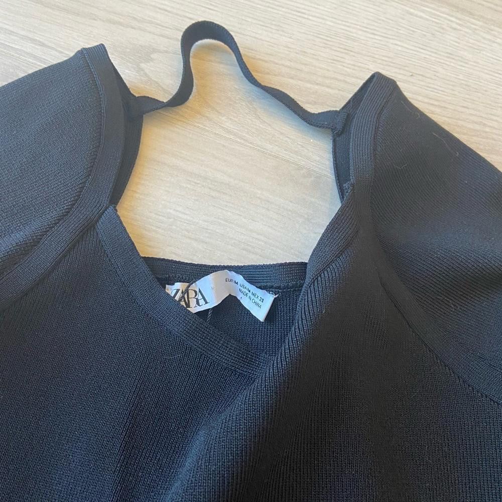 Designer Stylish Black Cropped Long Sleeve Top Size M / US 6-8 / IT 42-44 - 5 Thumbnail