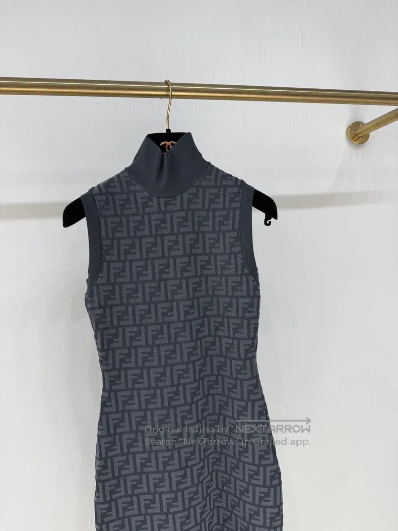 Fendi Fendi Monogrammed Grey Knit Sleeveless Dress Size S / US 4 / IT 40 - 3 Thumbnail