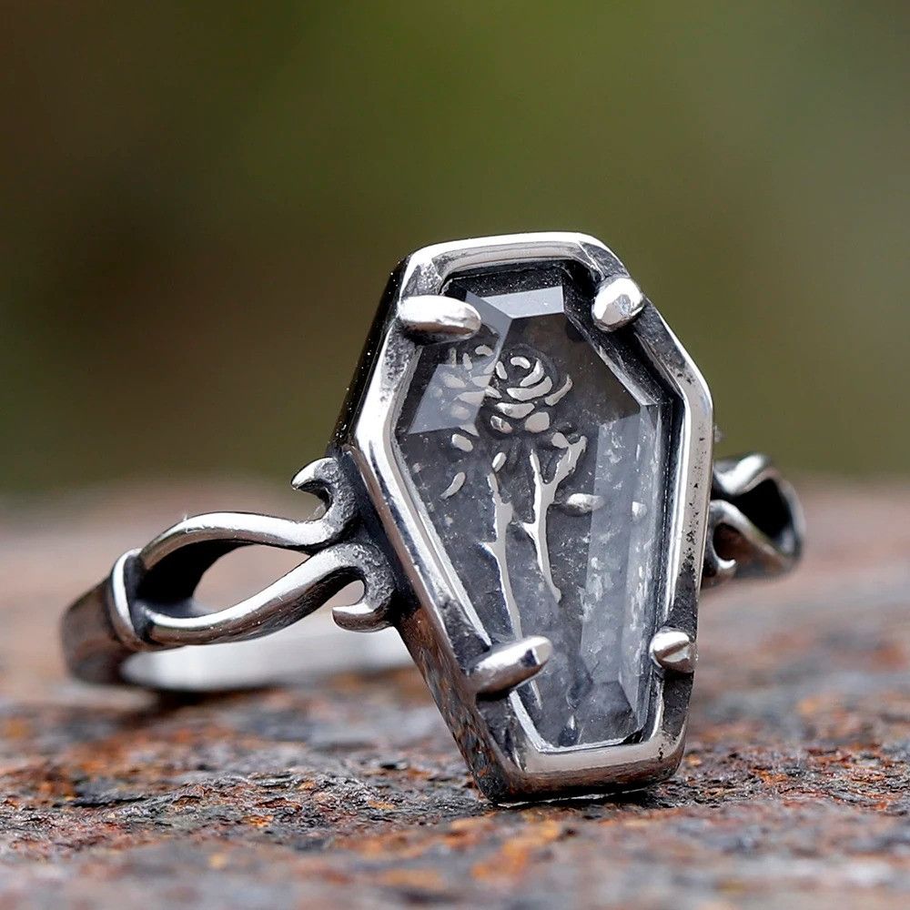 Jewelry Coffin Flower Ring Size ONE SIZE - 1 Thumbnail