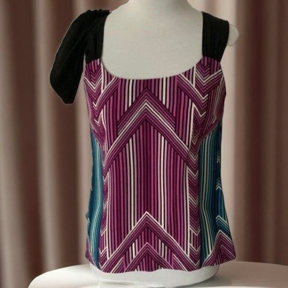 Trina Turk Trina Turk Asymmetrical Sleeveless Silk Top Multicolor 2 Size XS / US 0-2 / IT 36-38 - 7 Thumbnail