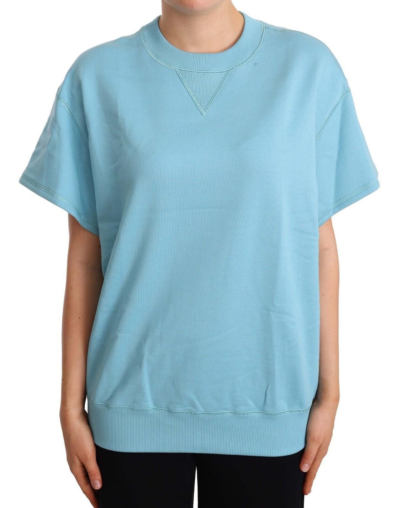 image of Dolce Gabbana Cotton Short Sleeves Crew Neck Top in Blue, Women's (Size Medium)