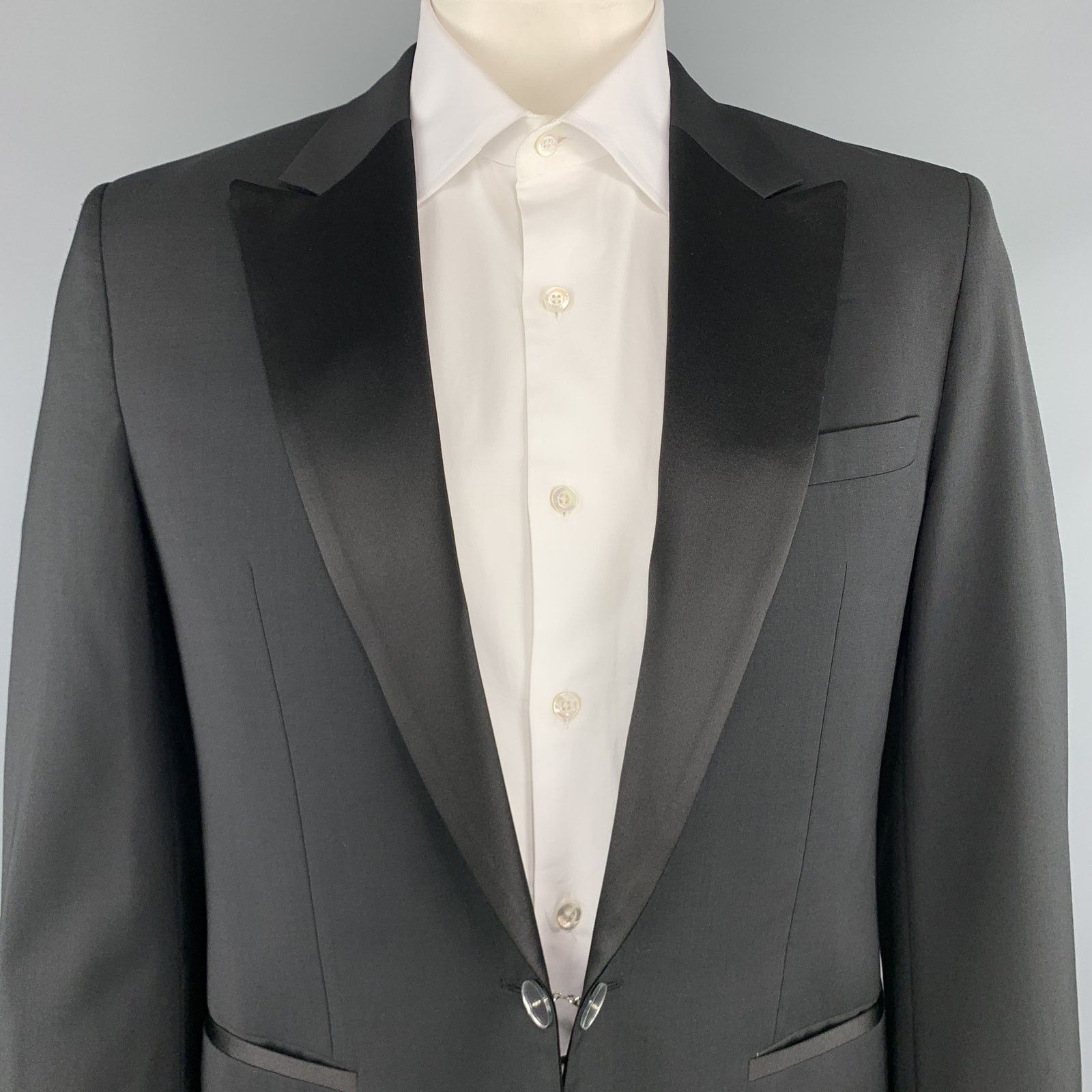 Viktor & Rolf VIKTOR & ROLF 40 Black Wool Satin Peak Lapel Tuxedo Jacket Size 40R - 2 Thumbnail