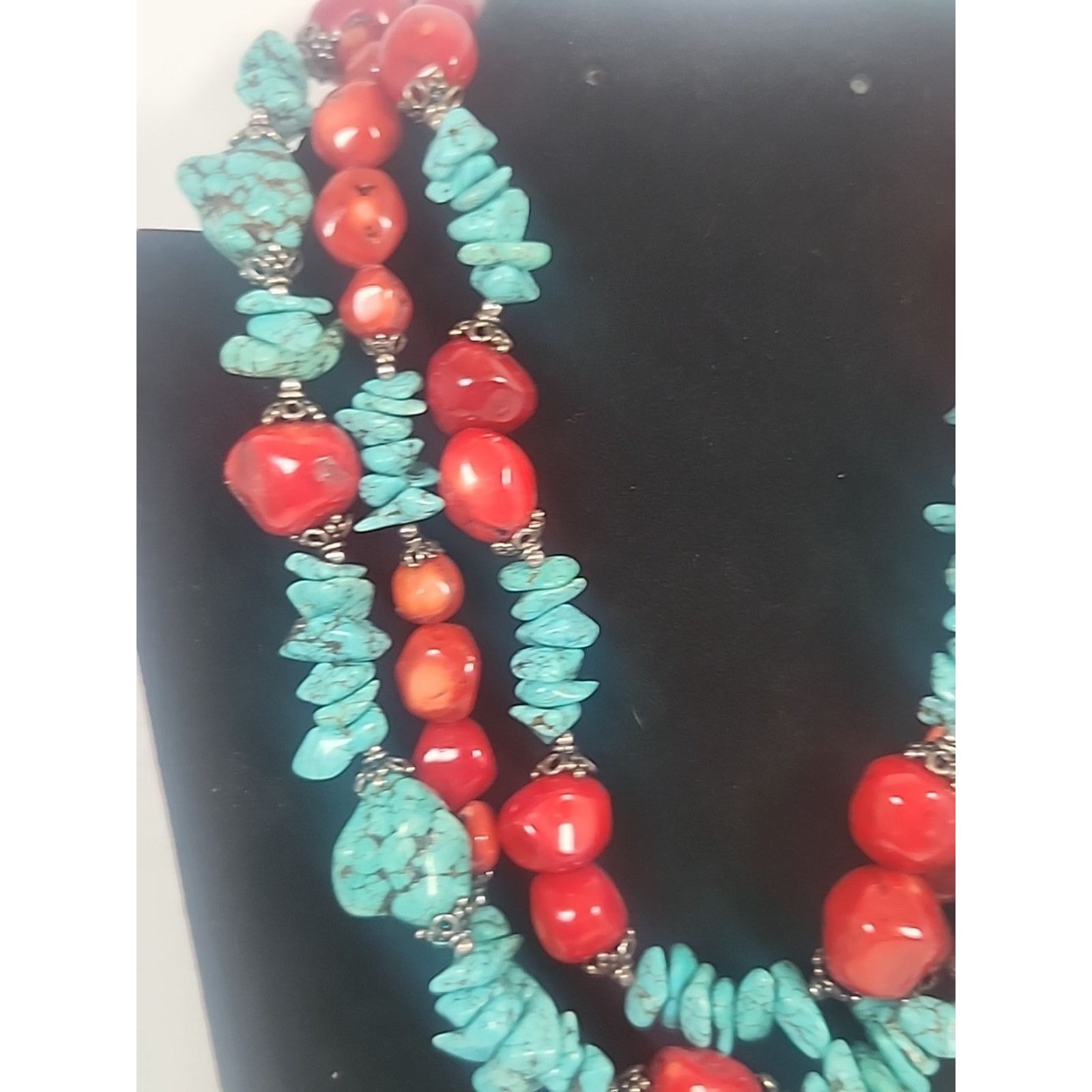 Other TURQUOISE RED CORAL STERLING SILVER PENDANT NATURAL STONE Size ONE SIZE - 3 Thumbnail