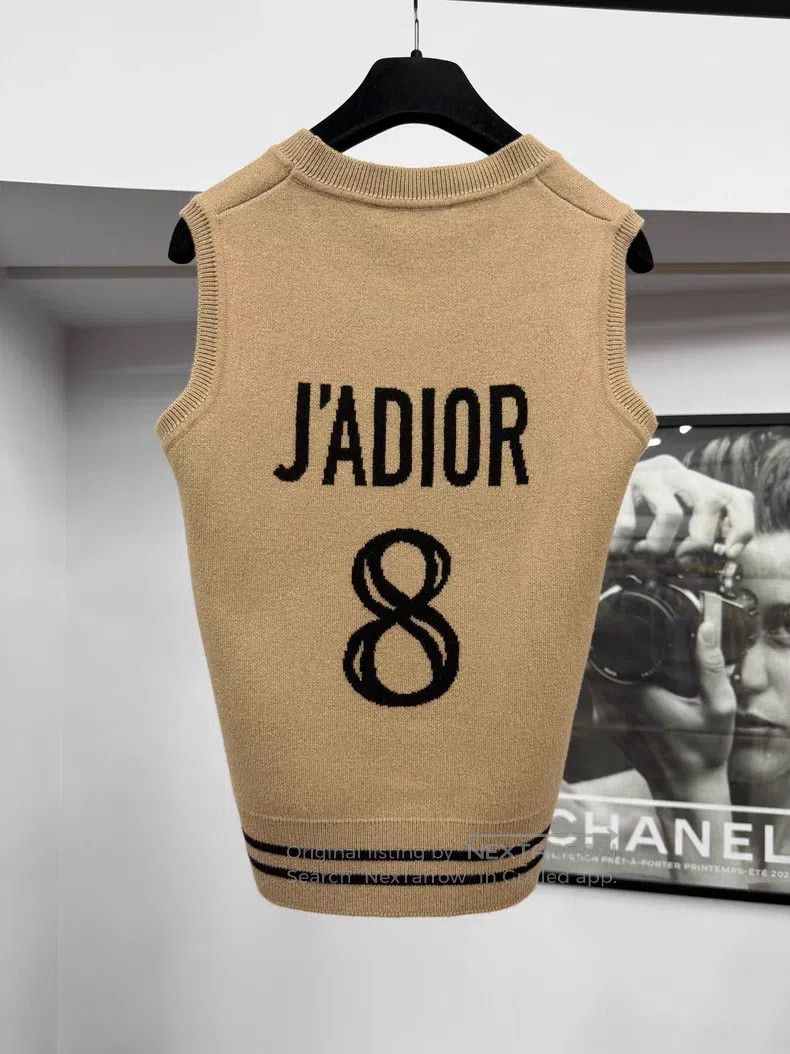 Dior Dior Khaki-coloured 8-character cashmere knitted vest on t Size XS / US 0-2 / IT 36-38 - 2 Thumbnail